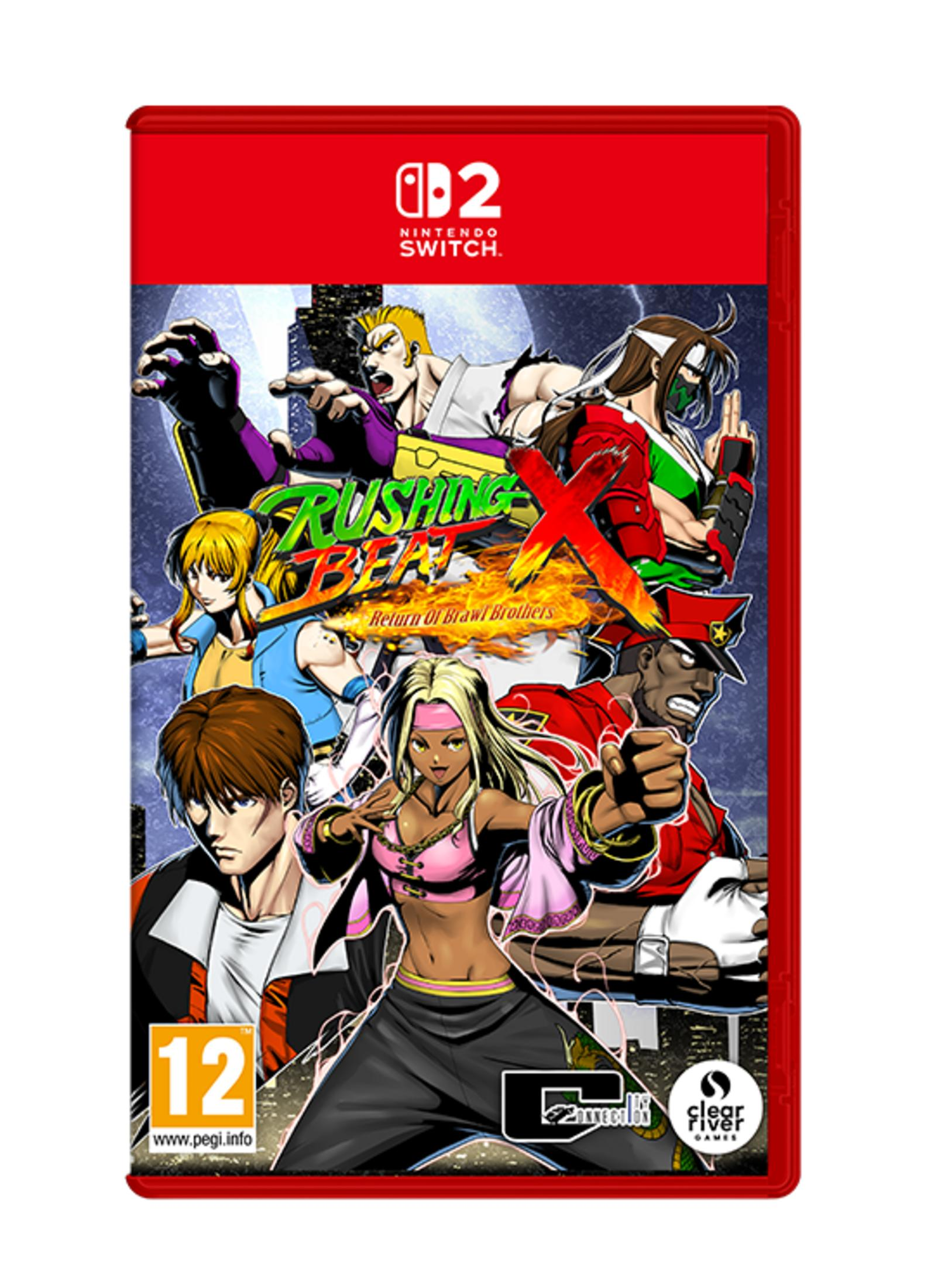 Copertina gioco con personaggi a fumetti e logo Nintendo Switch. Età 12.