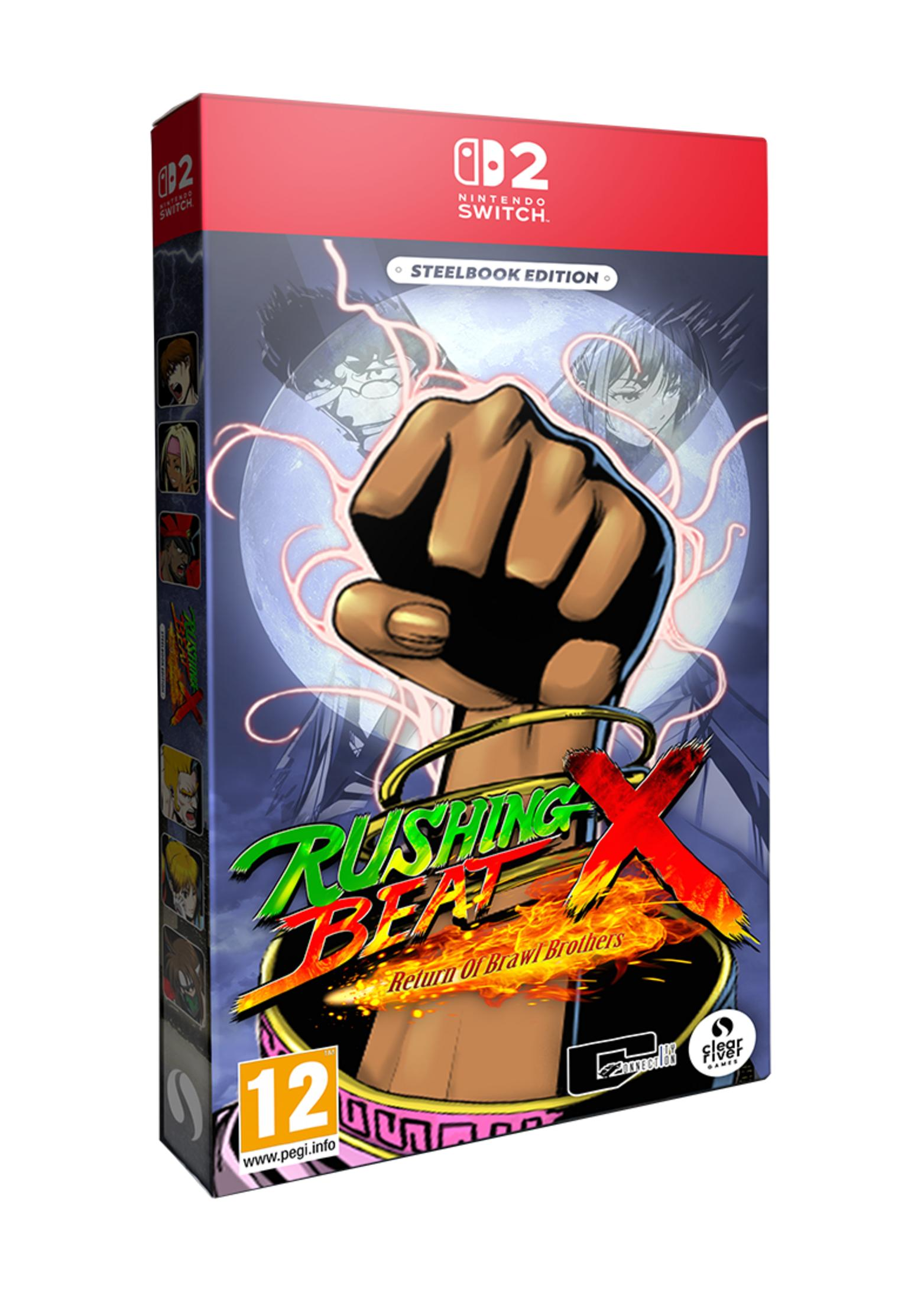 Un Steelbook Nintendo Switch con grafica di pugno e titolo RUSHING BEAT.