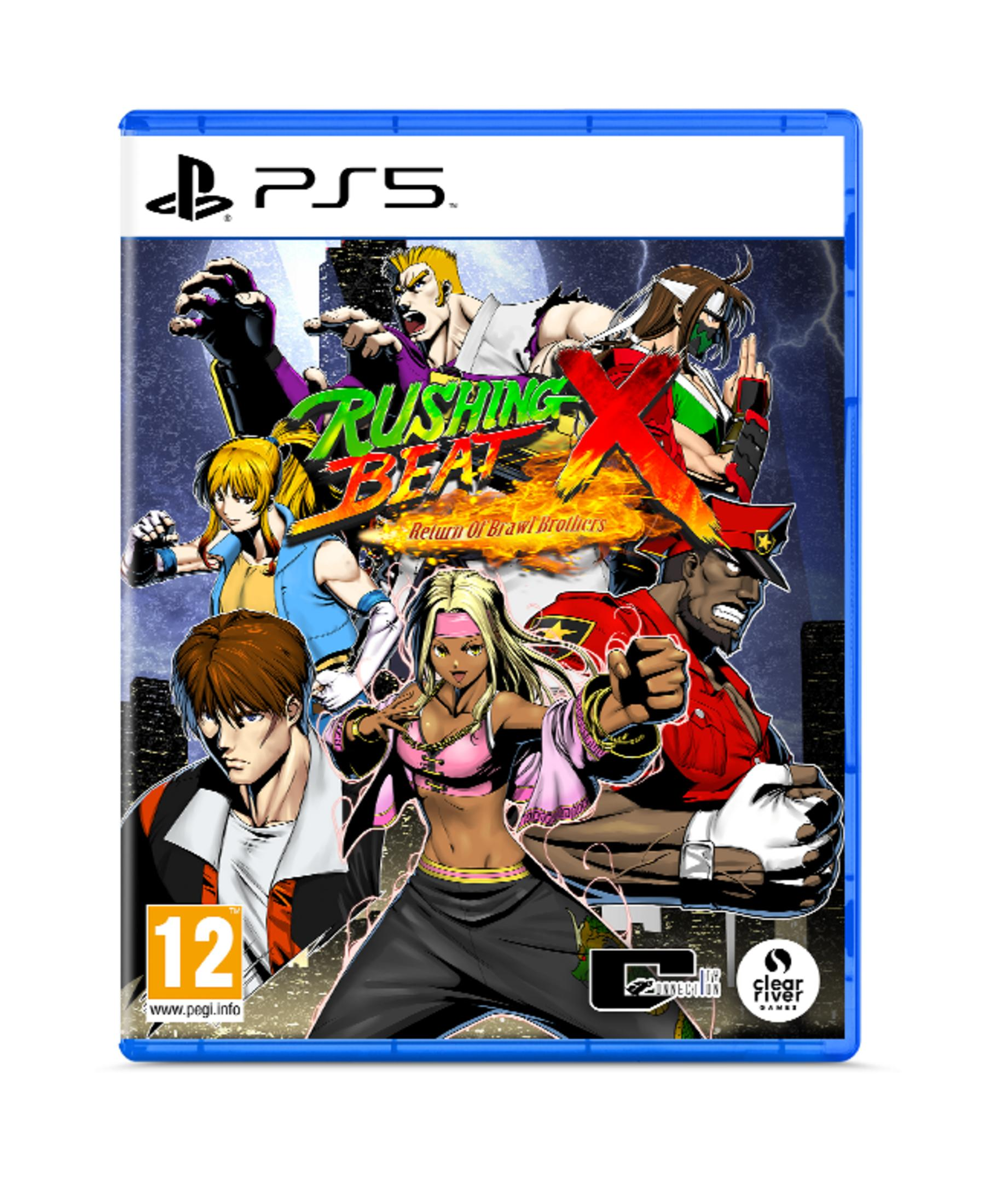 Custodia gioco PlayStation 5 con personaggi combattenti stile anime.