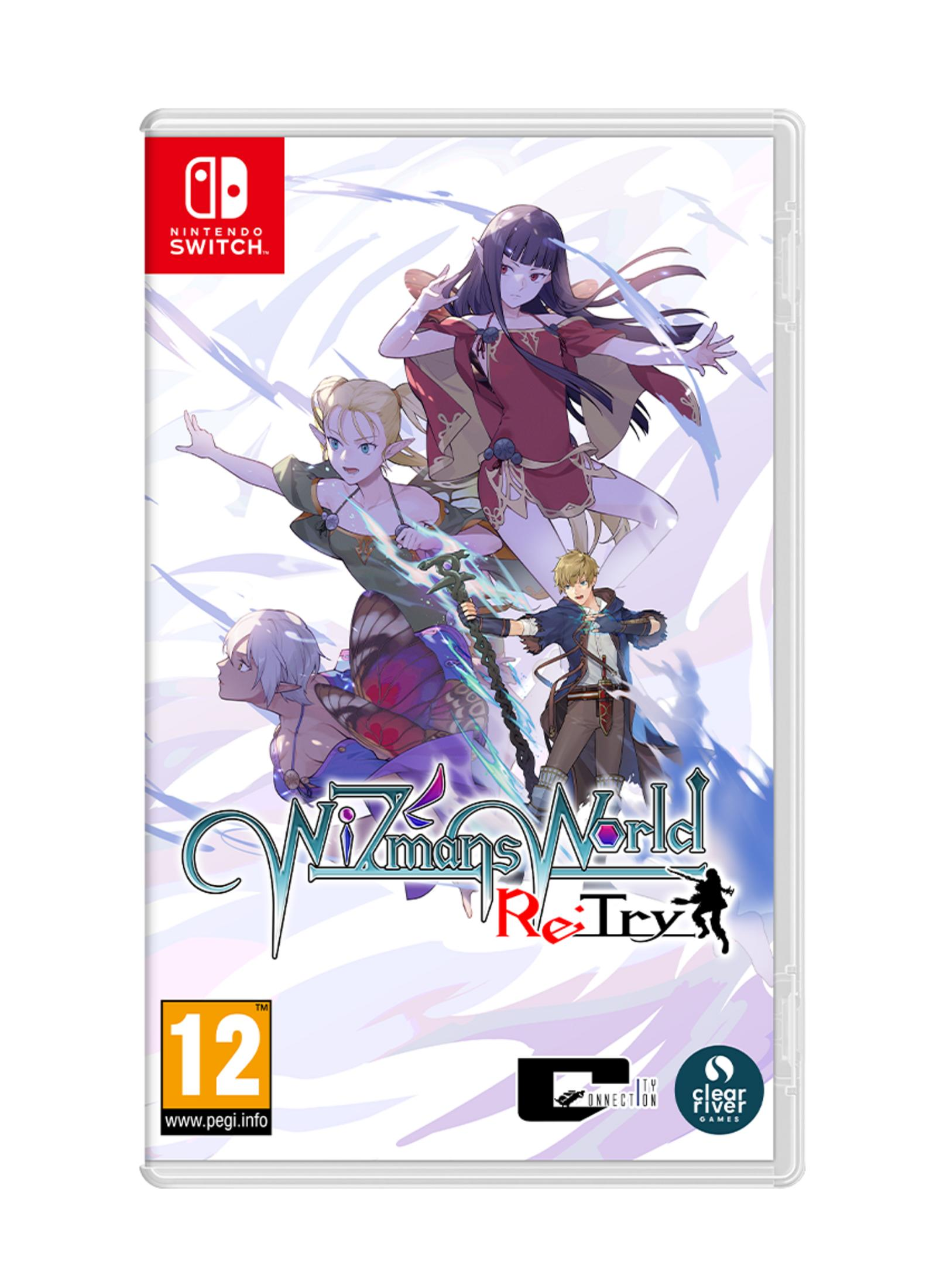 Copertina gioco Nintendo Switch: Quattro personaggi anime combattono con la magia su sfondo bianco.