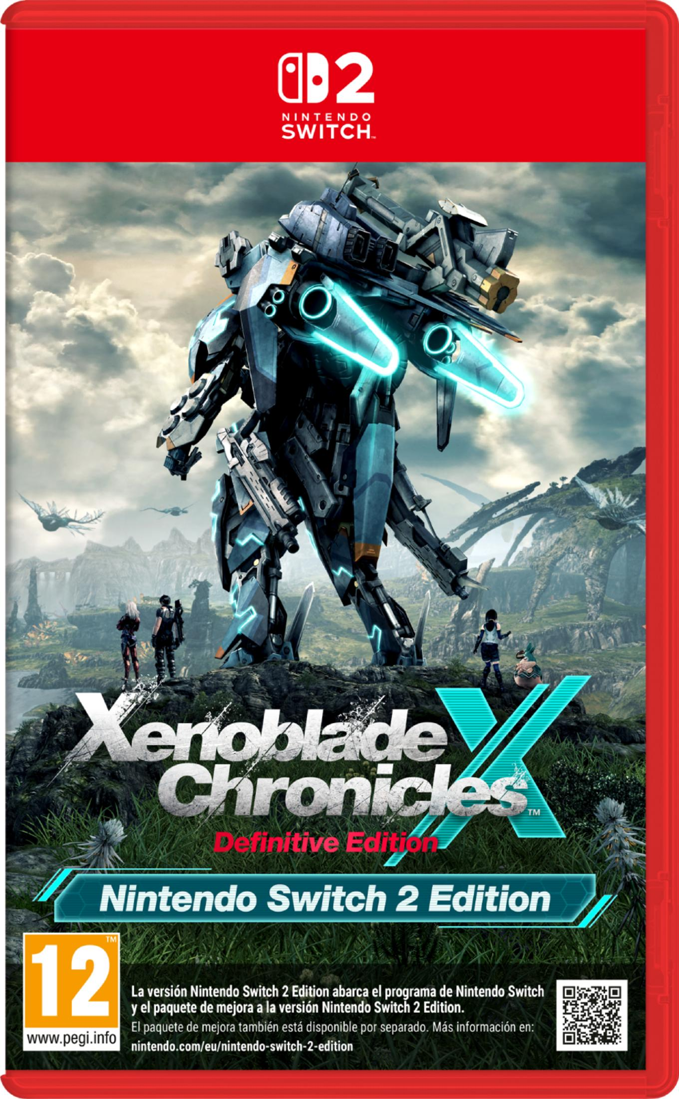 Copertina Xenoblade Chronicles X: robot gigante, figure su rocce, paesaggio alieno.