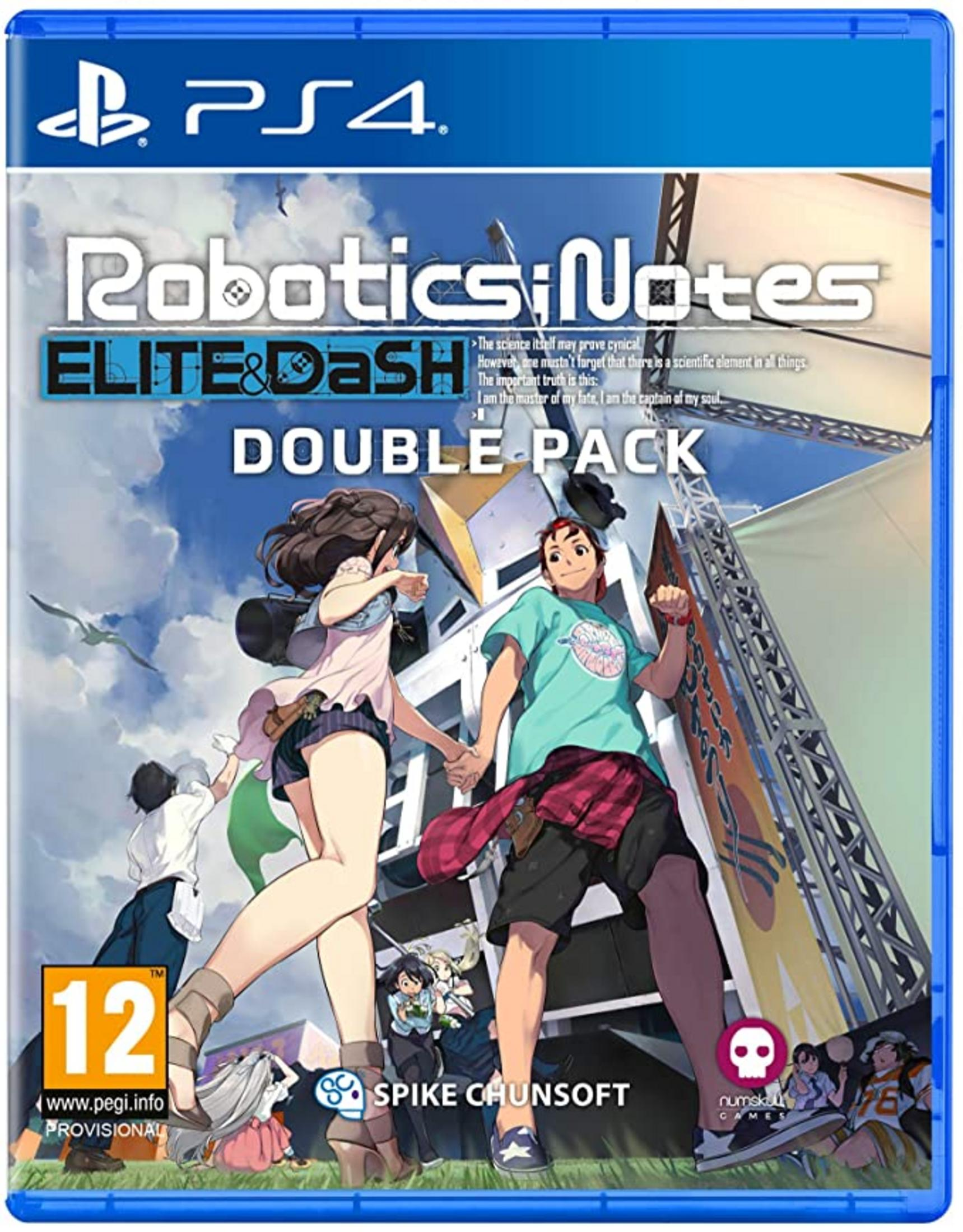 Personaggi anime che si tengono per mano davanti a un edificio; copertina gioco PS4.