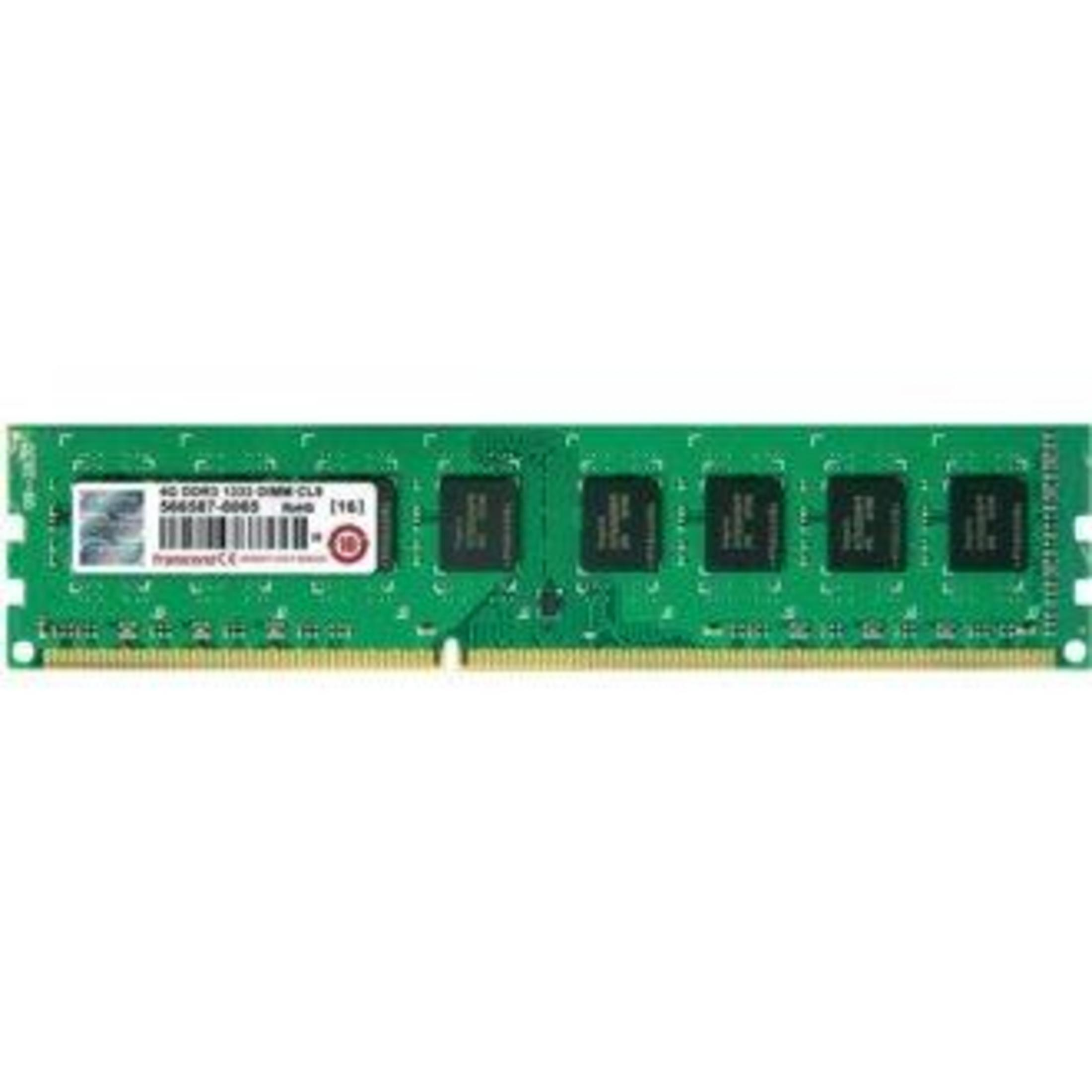 Un modulo RAM verde con più chip neri e un'etichetta.