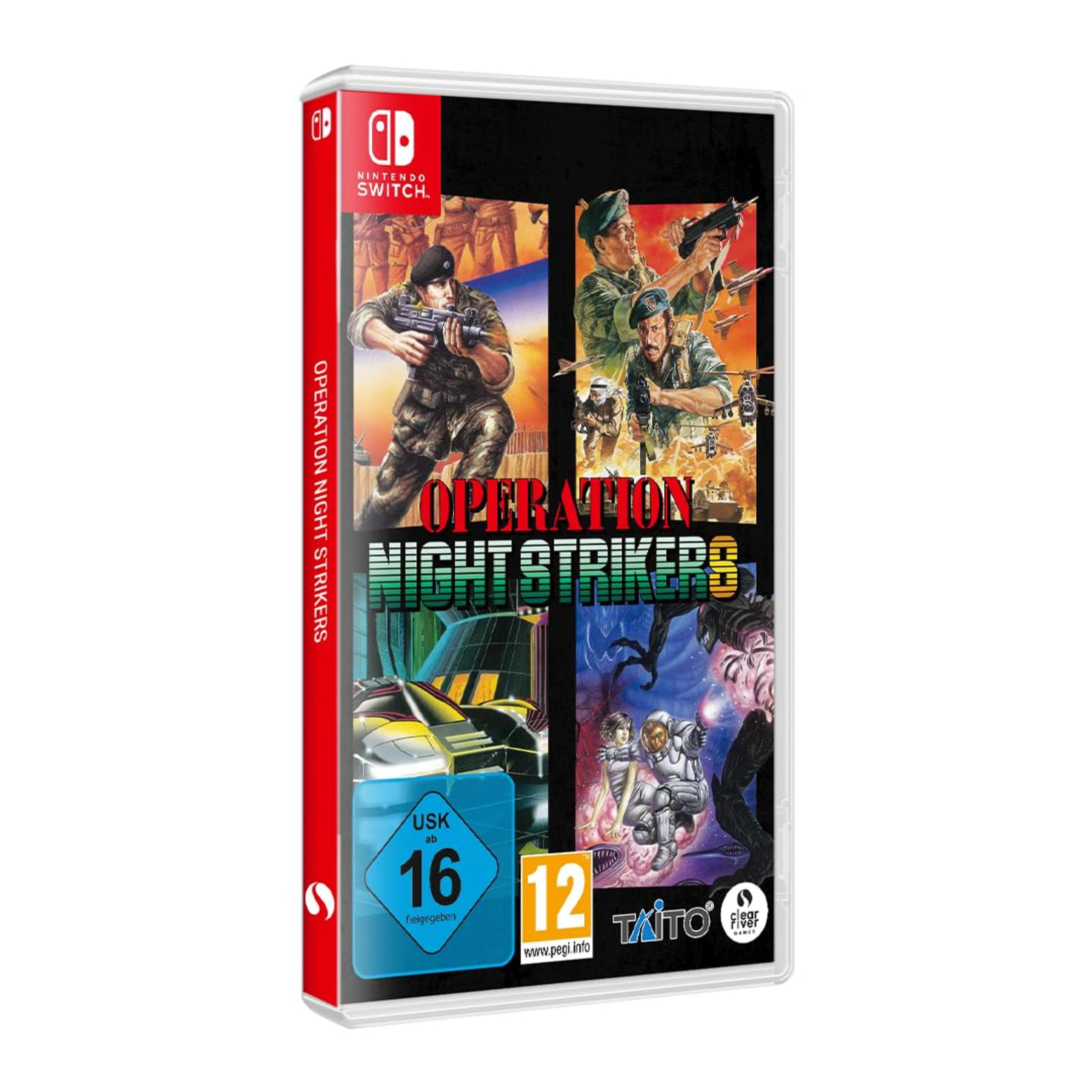 Copertina gioco Nintendo Switch Operation Night Strikers con soldati e aerei.