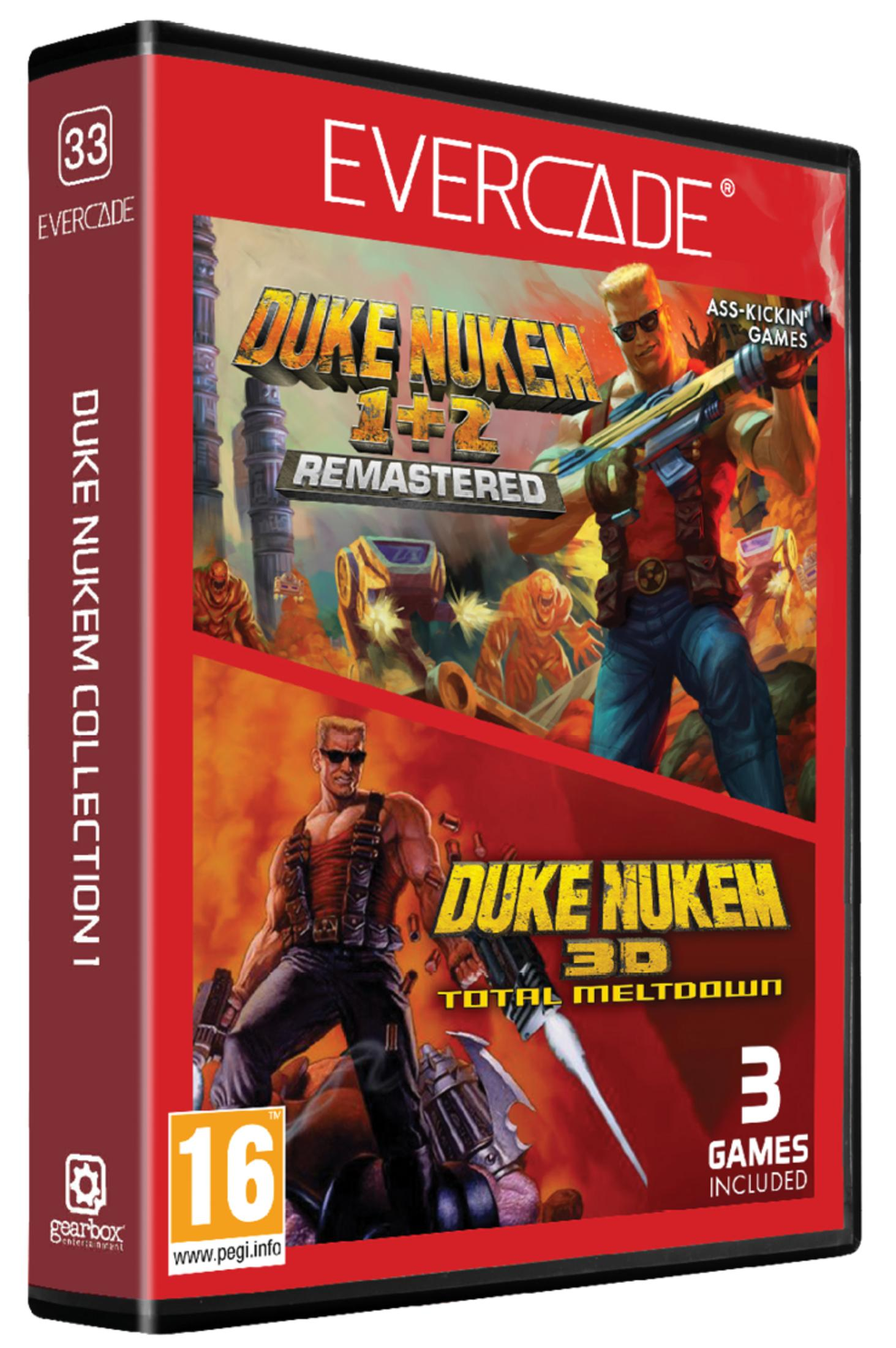 Caja Evercade con Duke Nukem 1+2 Remastered y Duke Nukem 3D: Total Meltdown