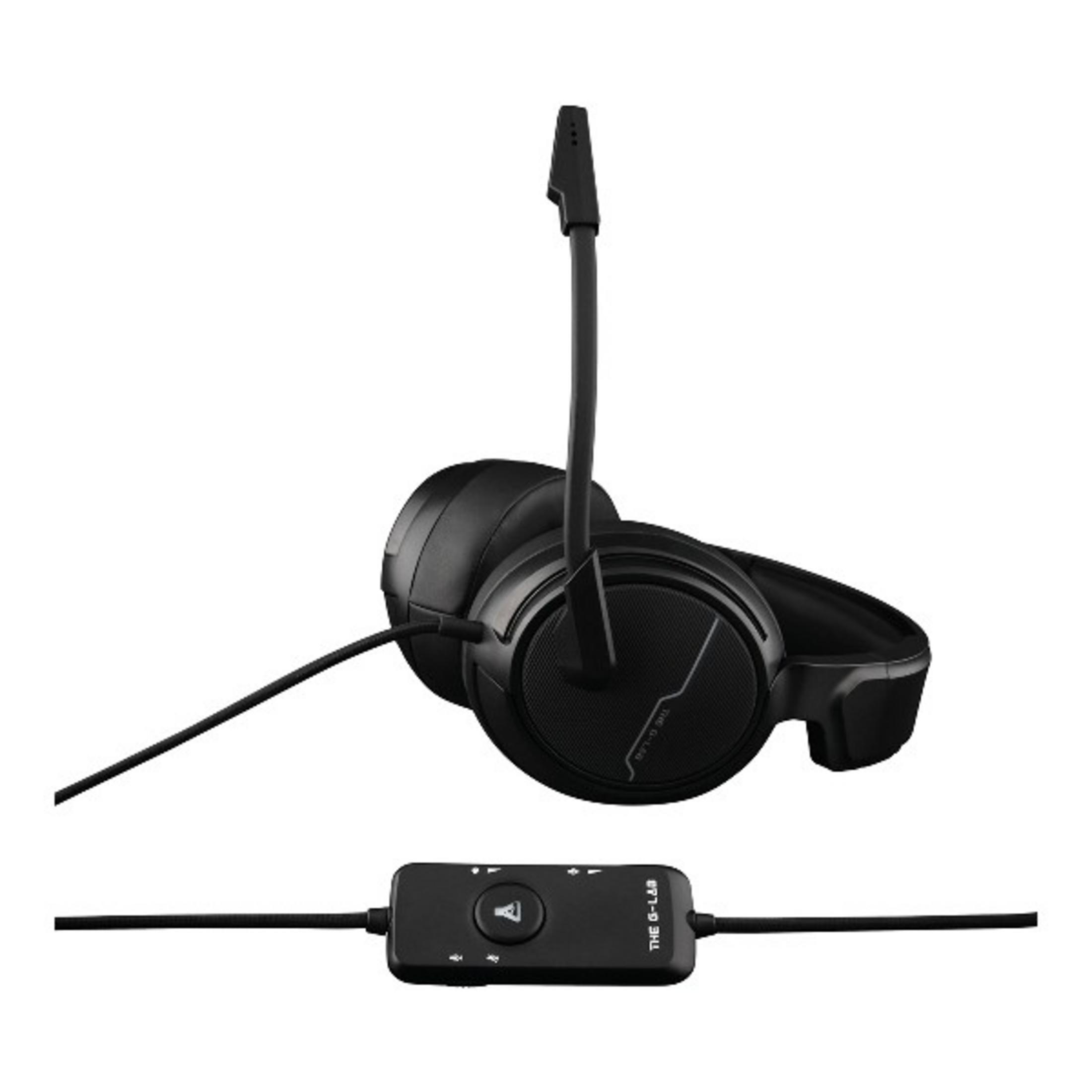 Cuffie da gaming nere con microfono e controllo in linea.
