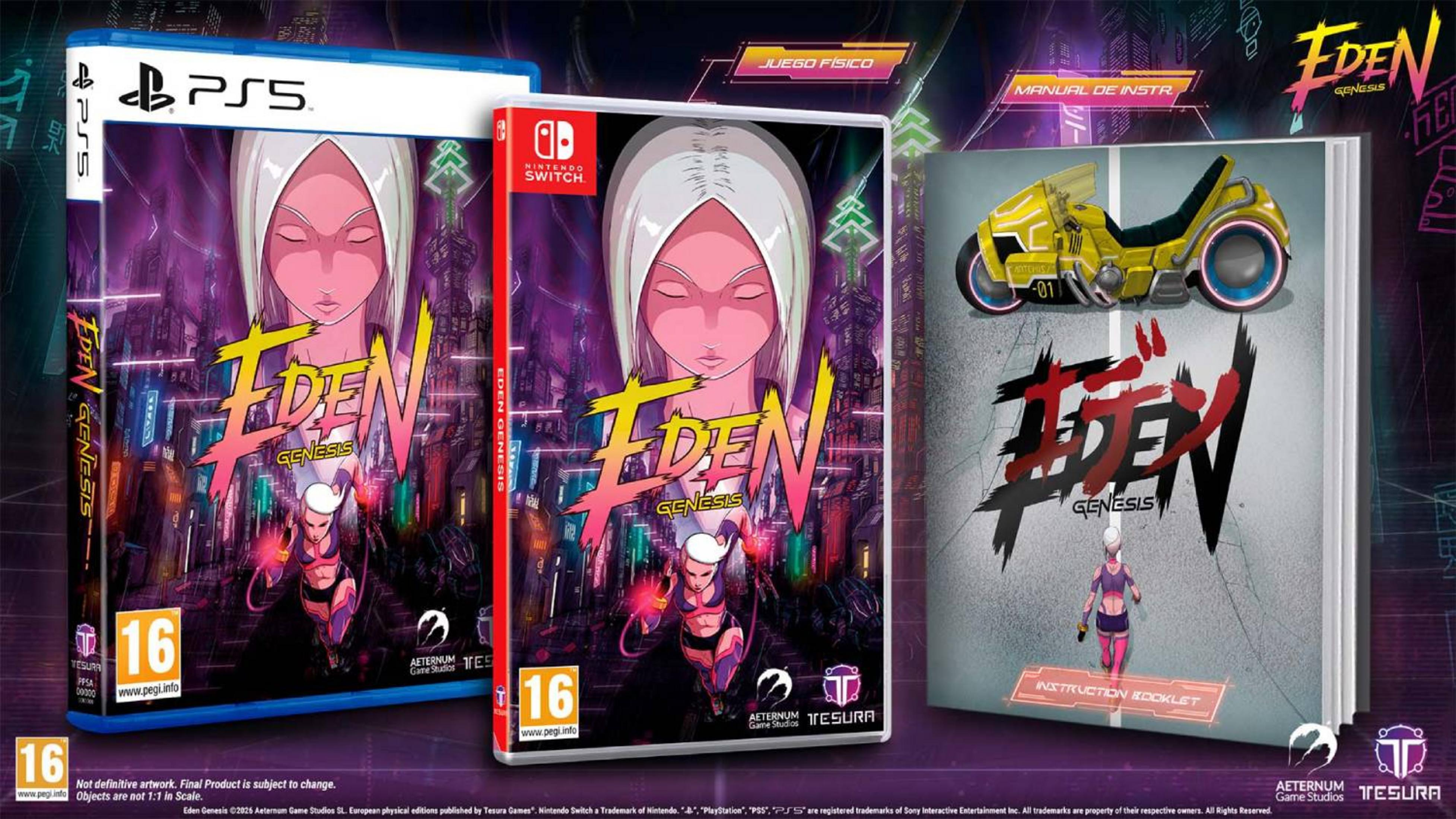 Copertine giochi PS5 e Switch, manuale con moto gialla e donna.