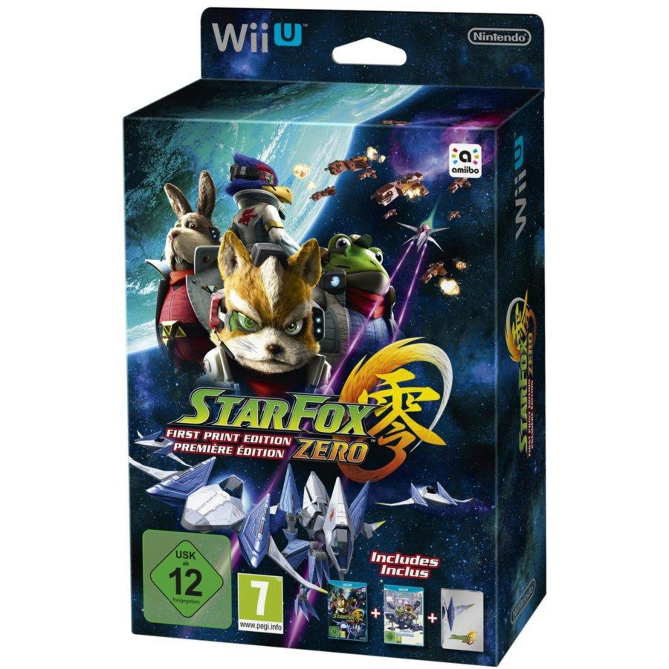 Verpackung des Spiels Star Fox Zero für Wii U mit Charakteren und Raumschiffen.