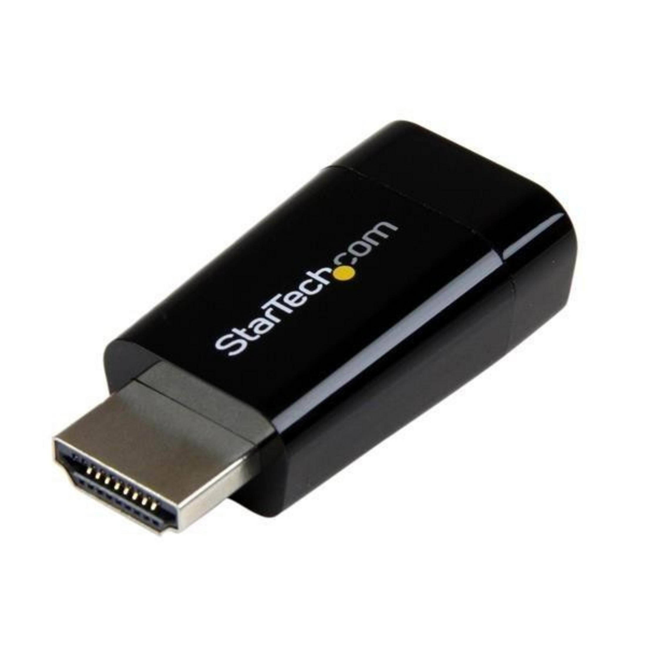 Adaptador HDMI negro con conector plateado y logo "StarTech.com".
