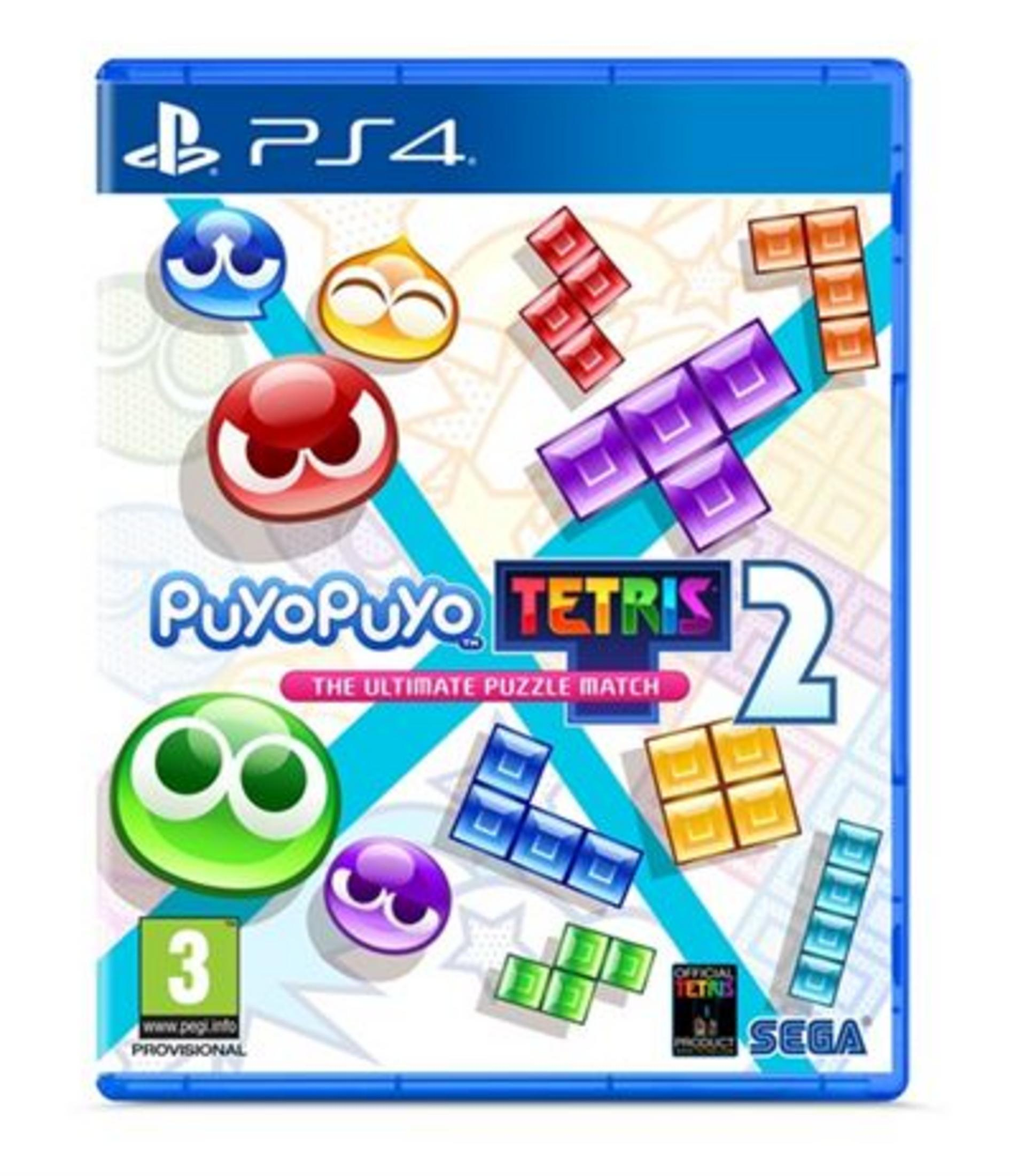 Funda del juego Puyo Puyo Tetris 2 PS4 con Puyos coloridos y bloques Tetris.