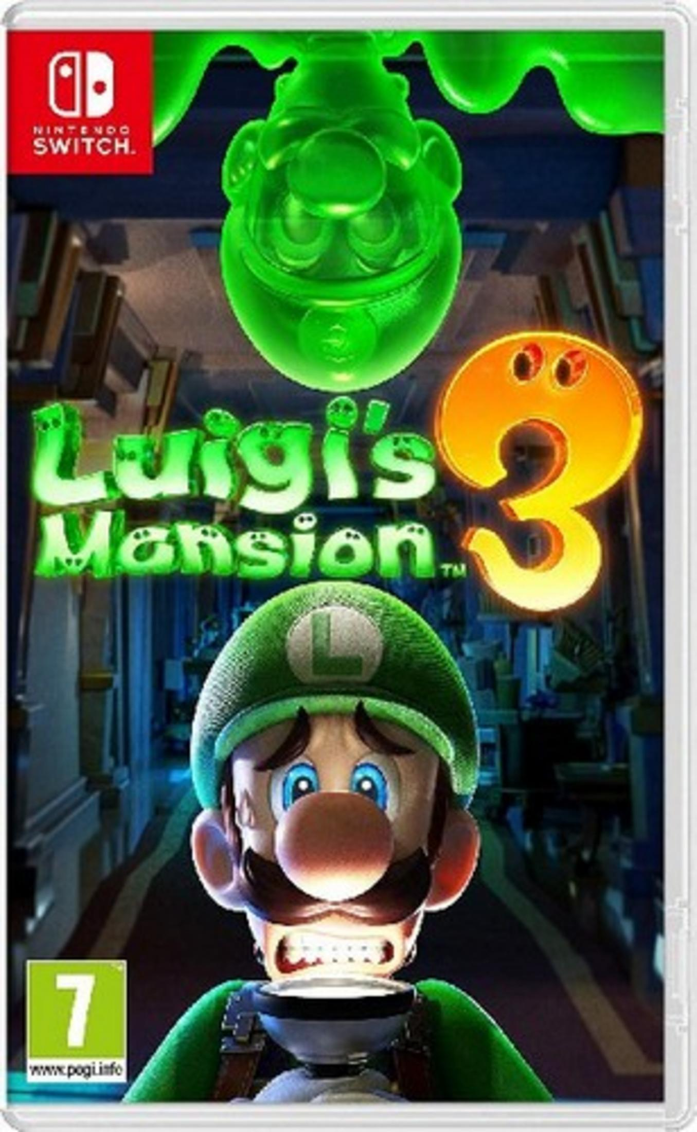 Luigi con un fantasma sulla copertina di Luigi's Mansion 3 per Nintendo Switch.