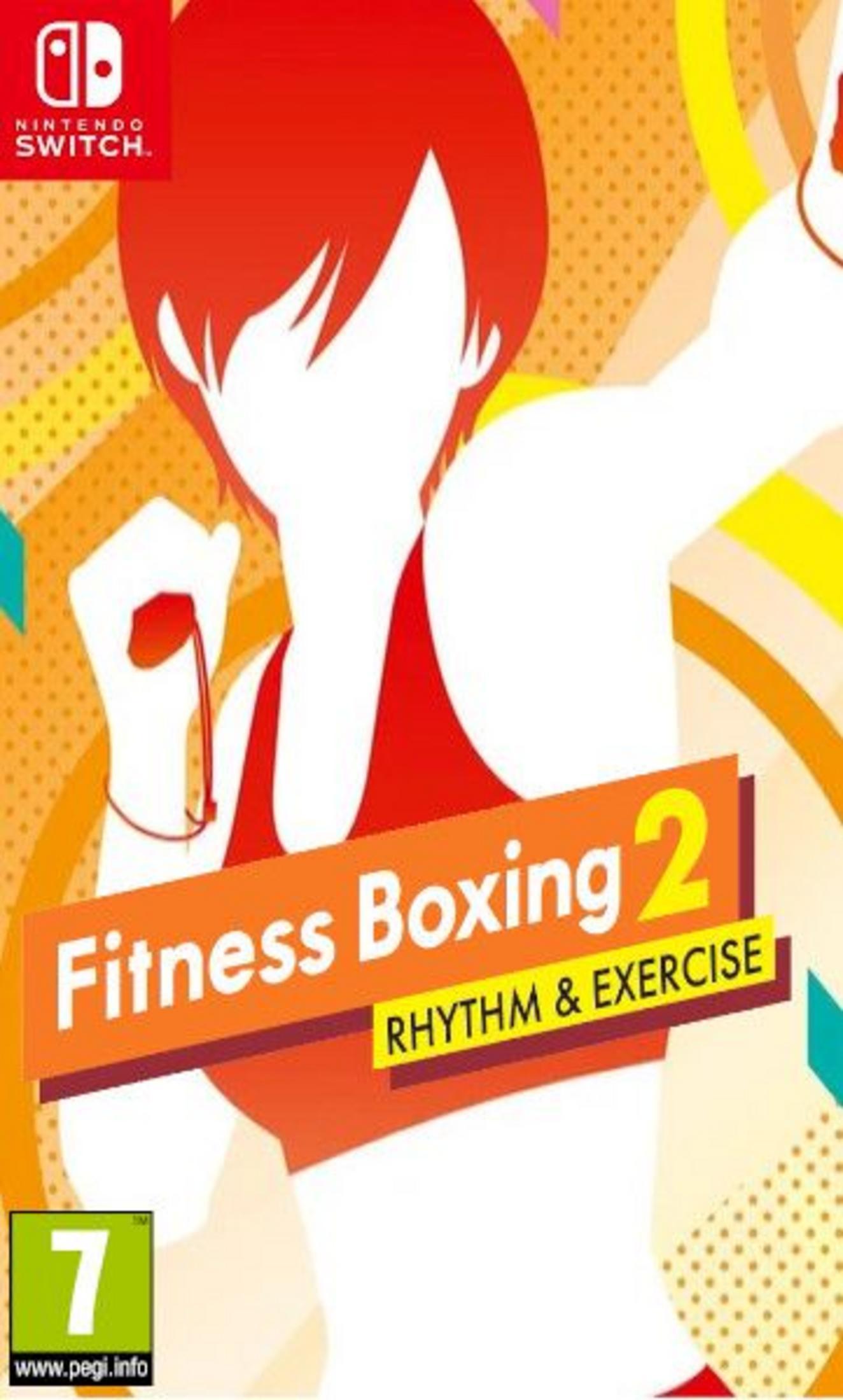 Copertina di Fitness Boxing 2 con logo Nintendo Switch e persona stilizzata.