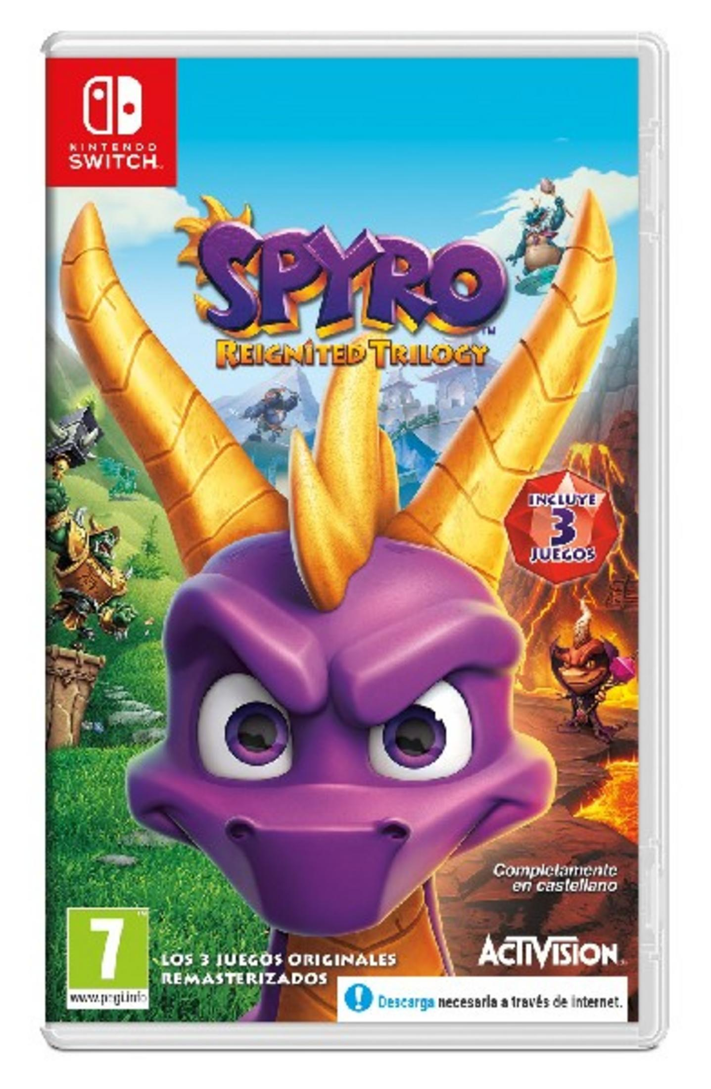 Custodia del gioco Spyro Reignited Trilogy per Nintendo Switch con Spyro.