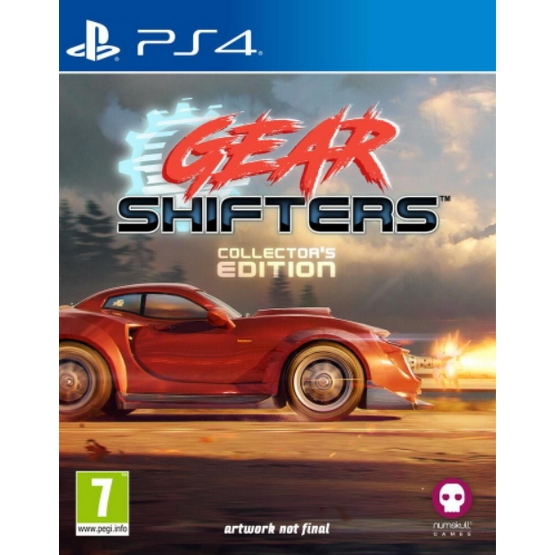 Auto da corsa rossa su strada con fuoco e fumo. Copertina gioco PS4.