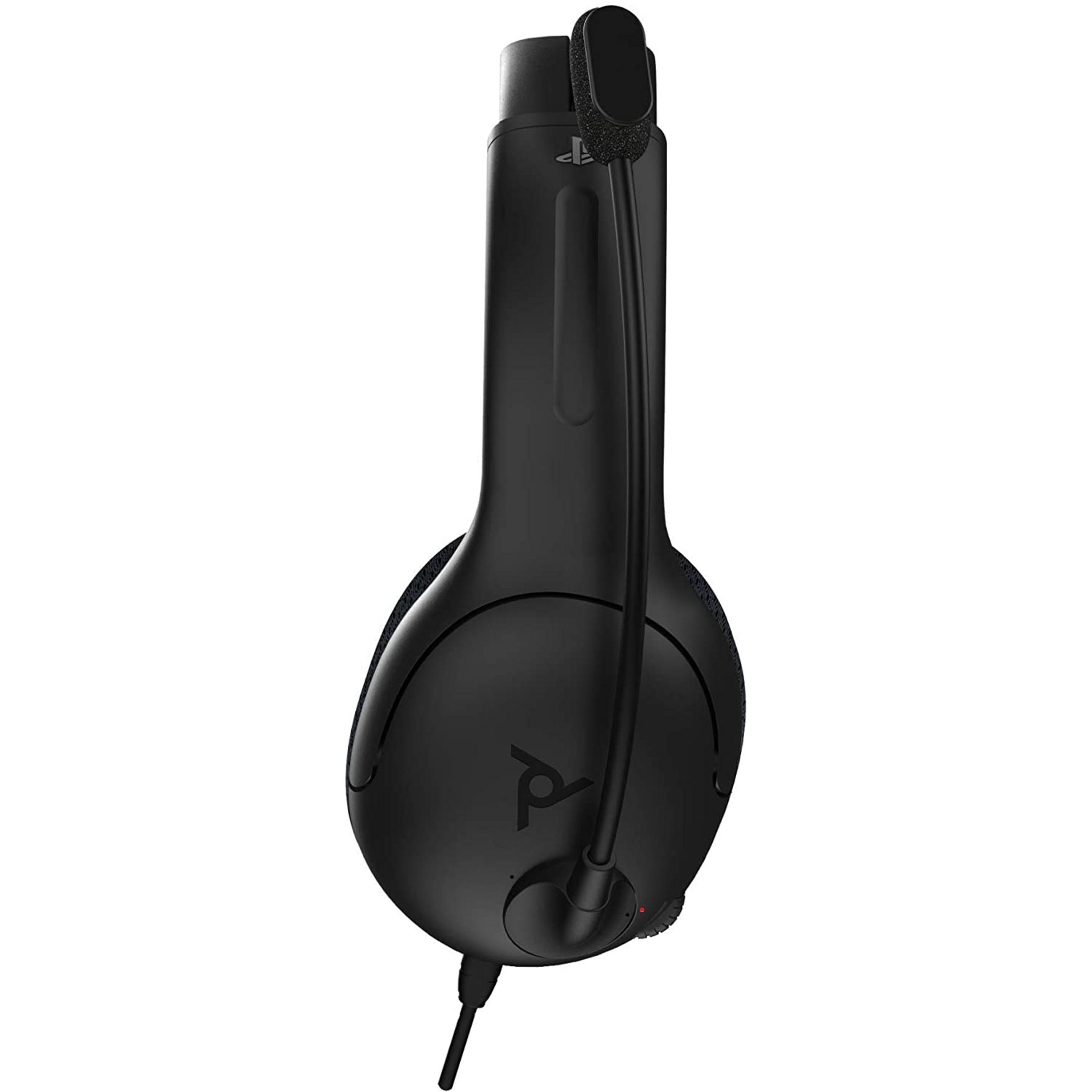 Cuffie da gaming nere con microfono e logo PlayStation.