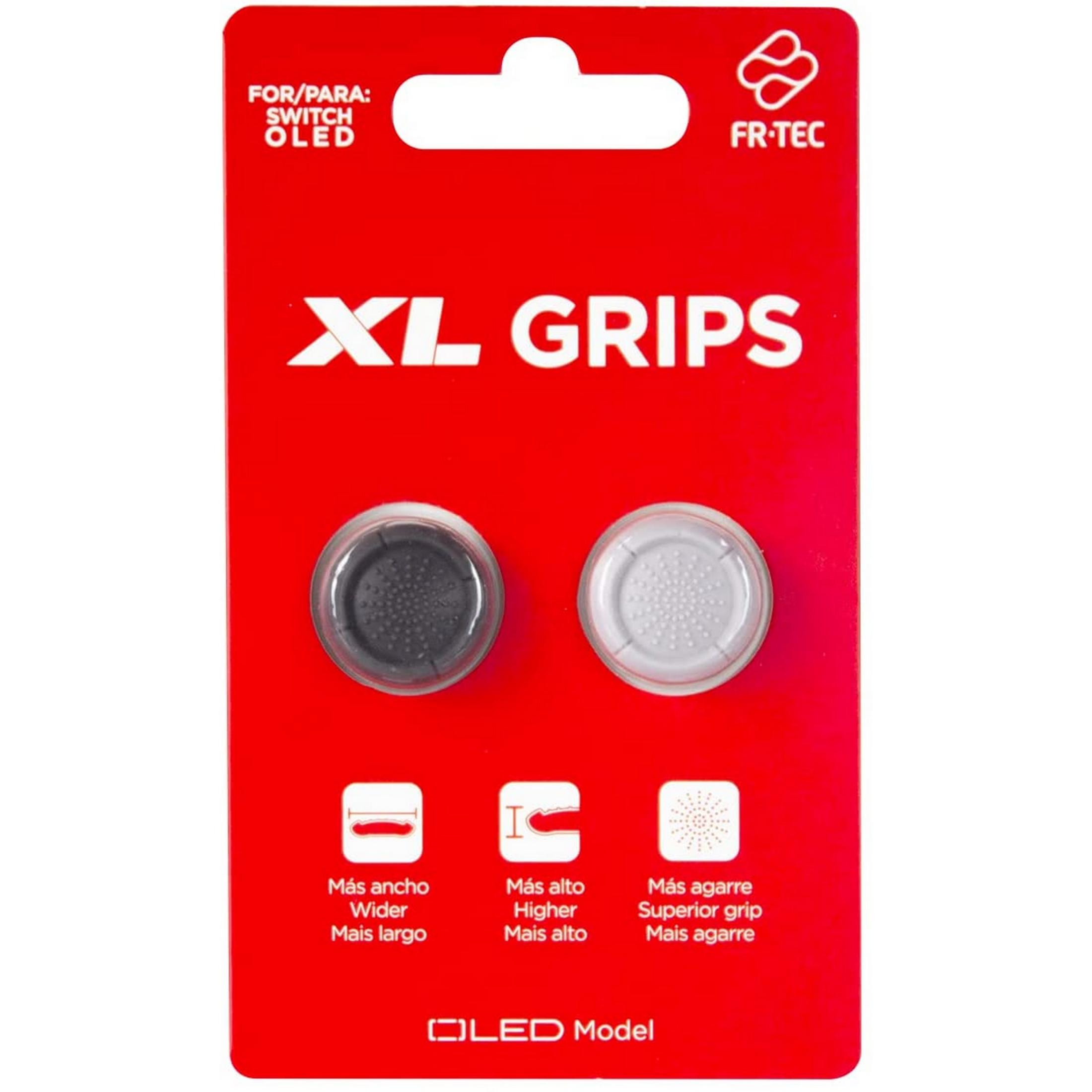 Embalaje para XL GRIPS para Nintendo Switch OLED con dos tapas de joystick.
