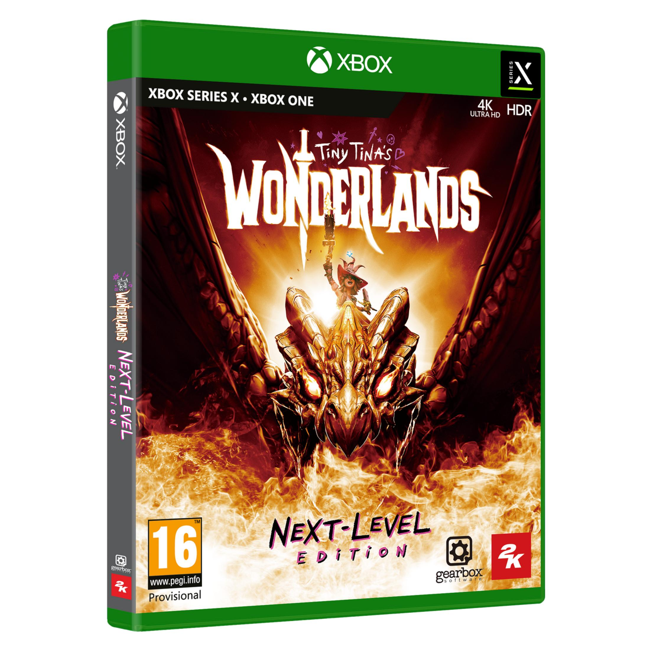 Funda del juego Tiny Tina's Wonderlands para Xbox Next-Level Edition con arte de dragón.
