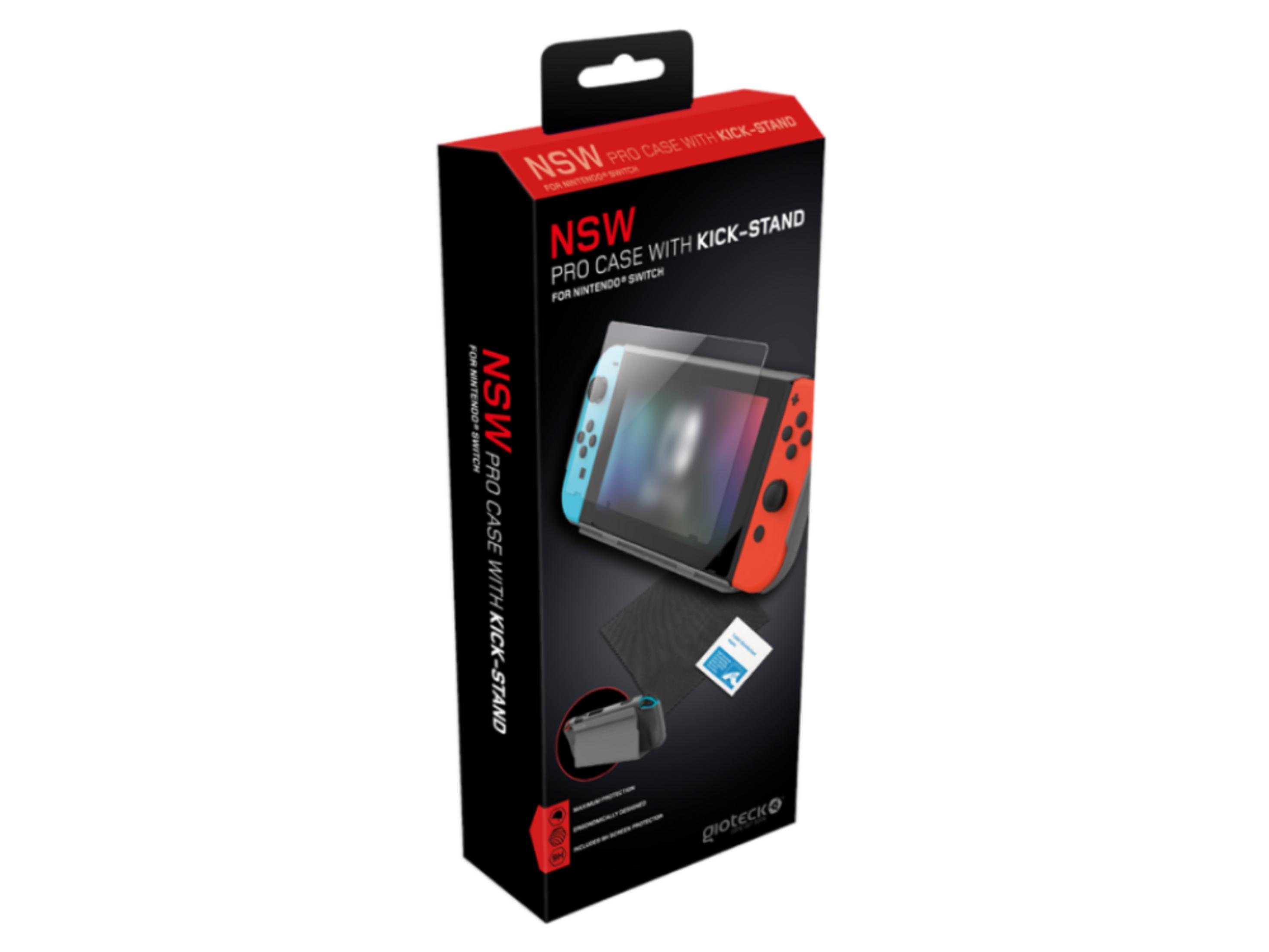 Caja para funda Pro de Nintendo Switch con soporte y protector de pantalla.