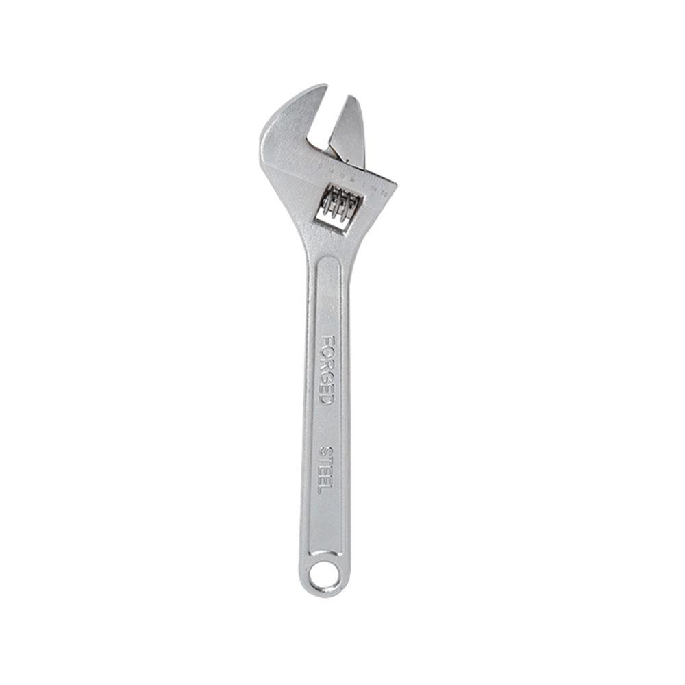 Üzerinde "FORGED STEEL" yazan metal ayarlı anahtar.