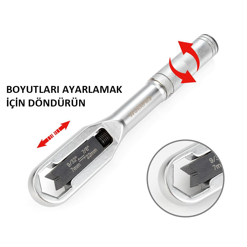 Boyutları ayarlamak için dönme gösteren oklarla birlikte araç.