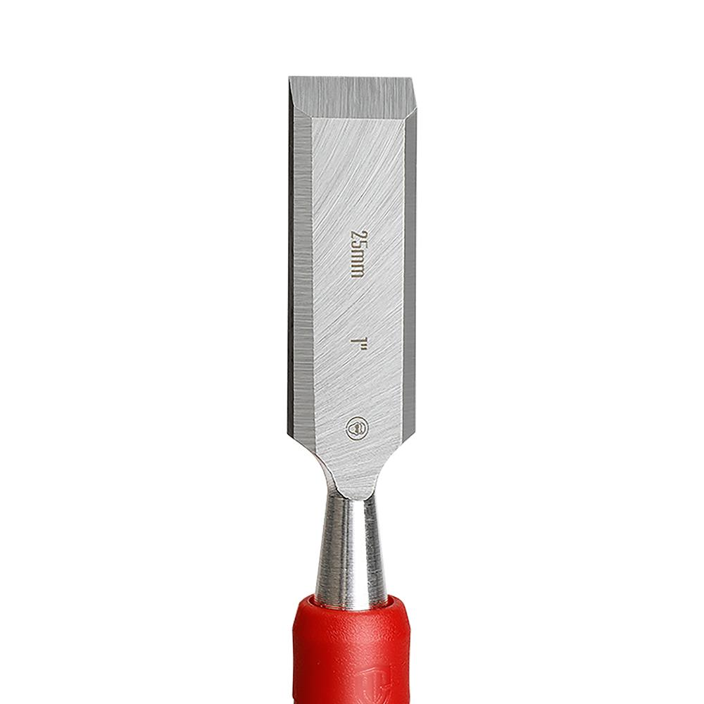 Metal yüksüklü kırmızı saplı 25 mm (1 inç) keskiv.