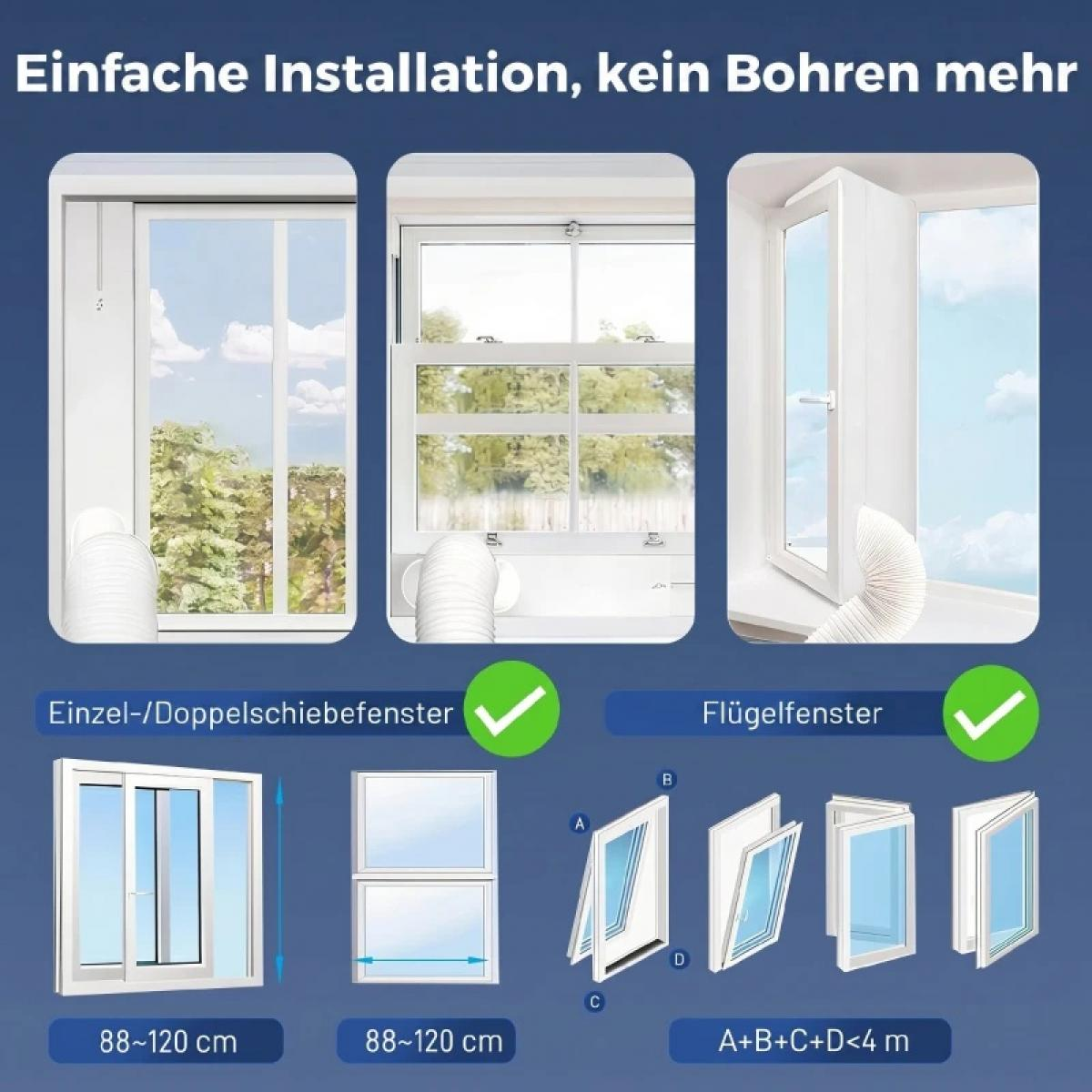 Fensterinstallationen: Schiebefenster, Flügelfenster und Größenangaben.
