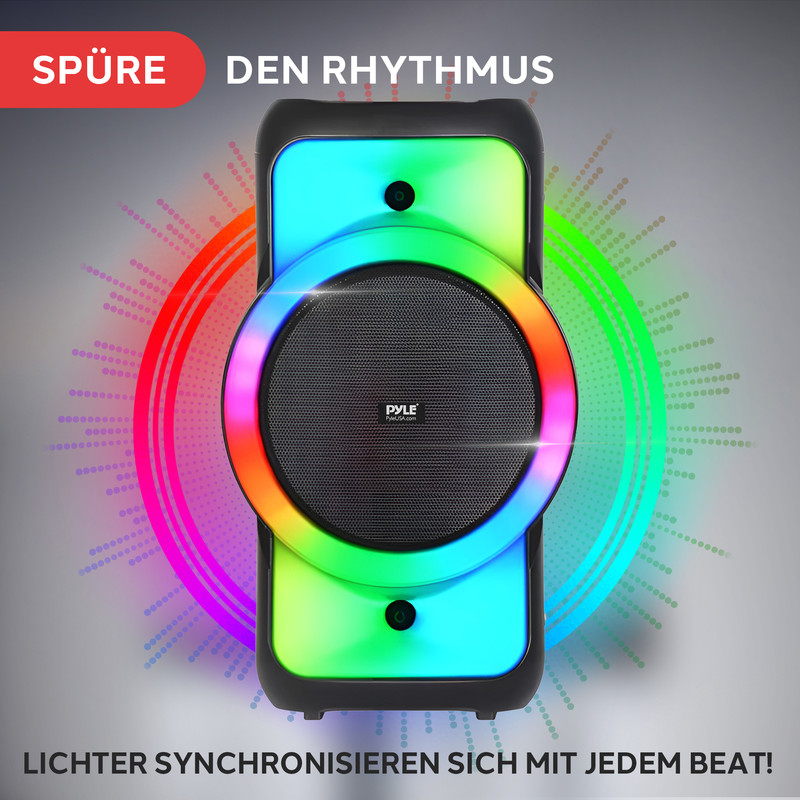 Ein tragbarer Lautsprecher mit RGB-Beleuchtung, der sich mit dem Beat synchronisiert.