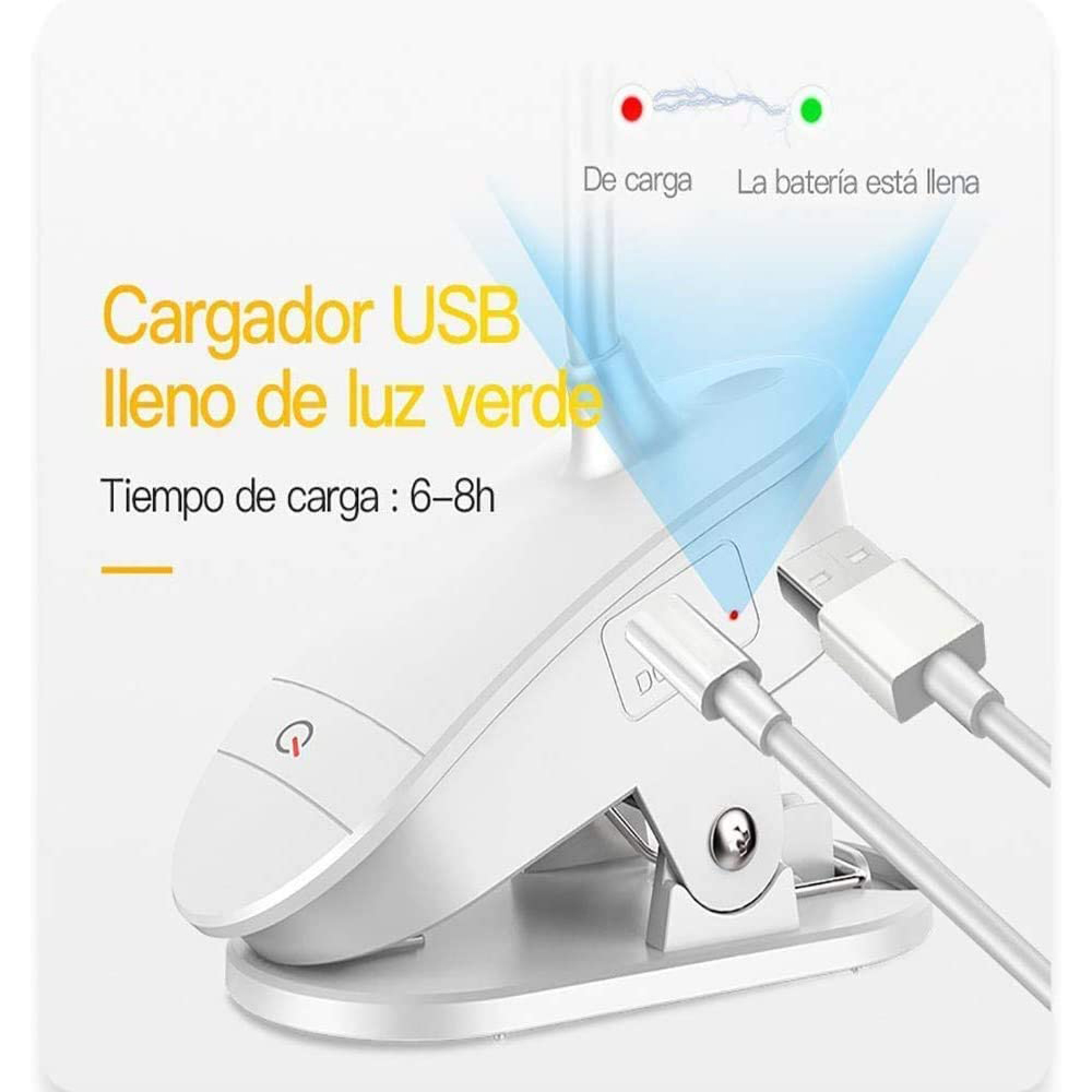 Ein weißes USB-Ladegerät mit angeschlossenen Kabeln und Ladeanzeigen.