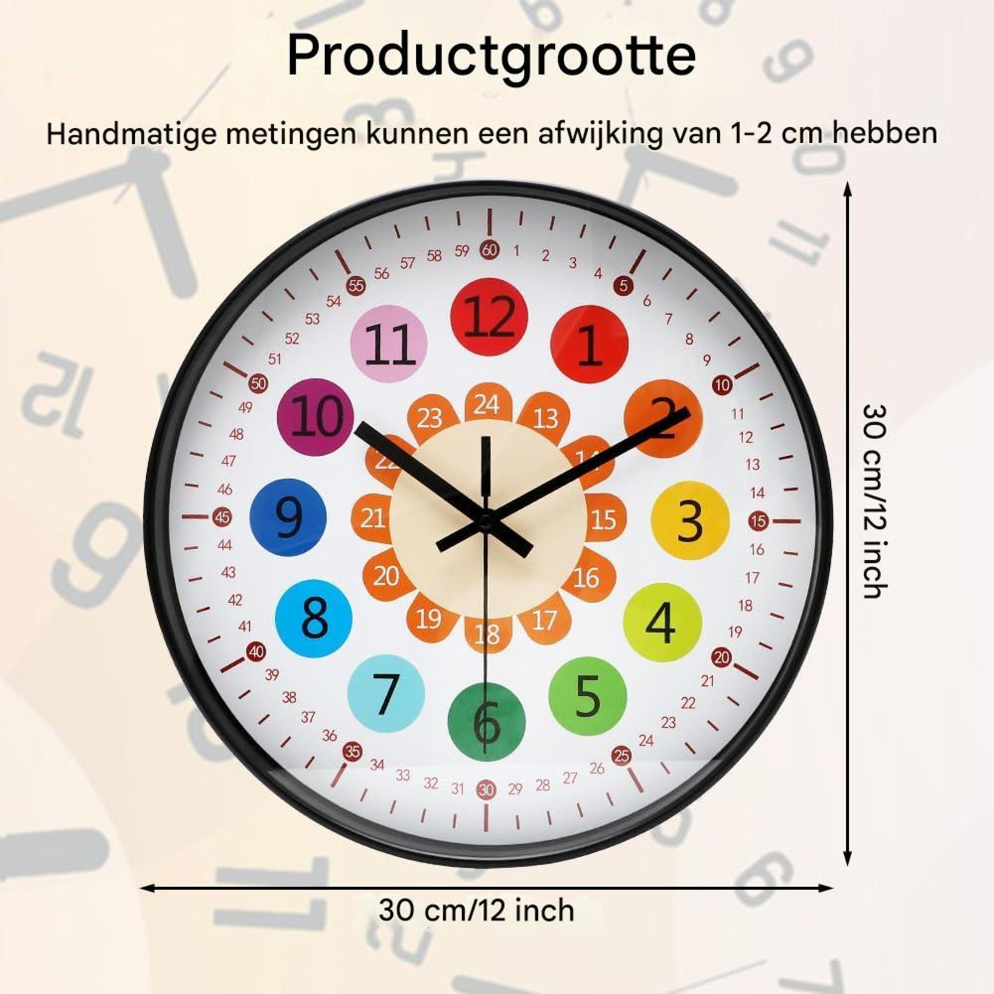 Ein runder Wandkalender mit farbigen Zahlen von 1-12 und 1-60.