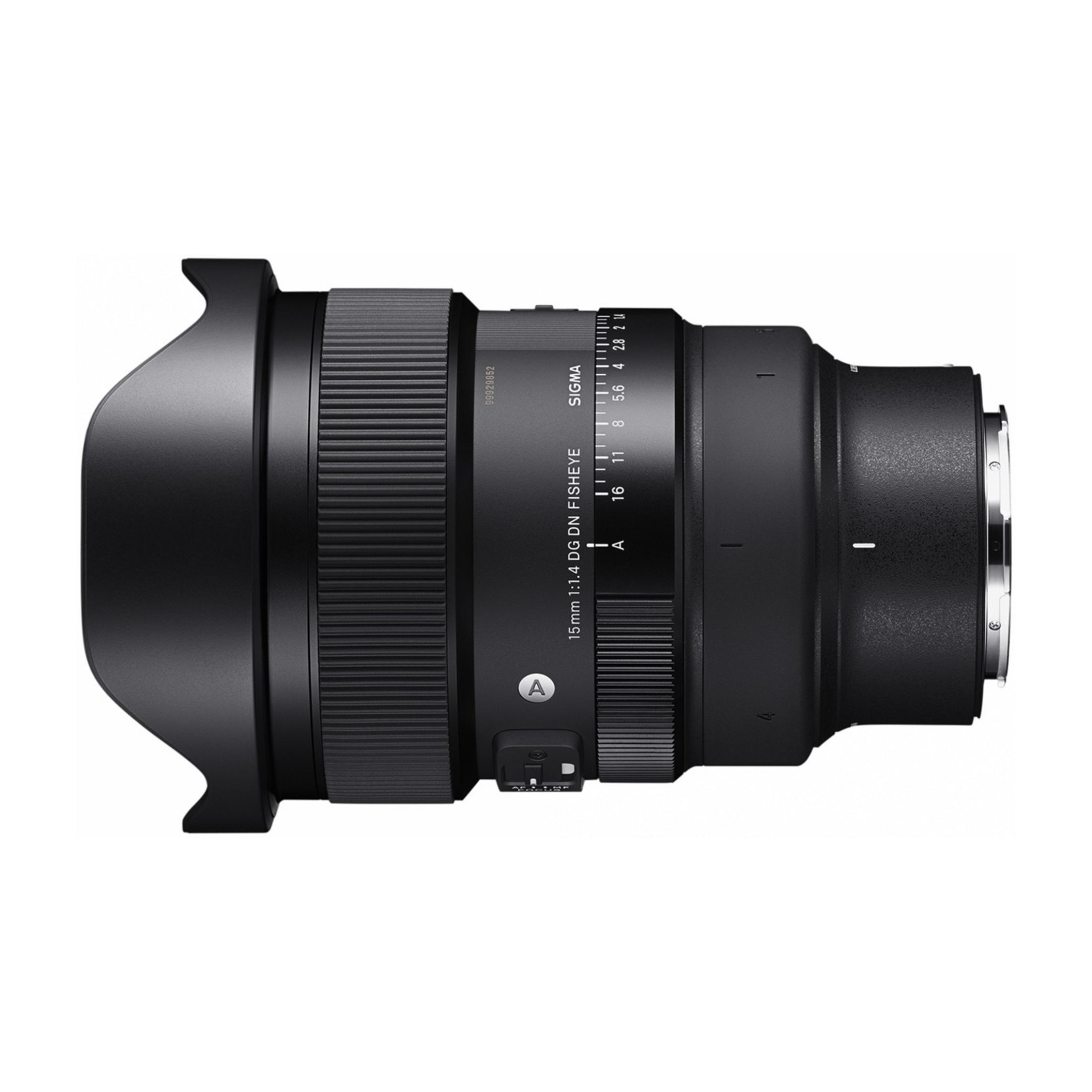 Obiettivo fisheye Sigma 15mm 1:1.4 DG DN nero con paraluce.