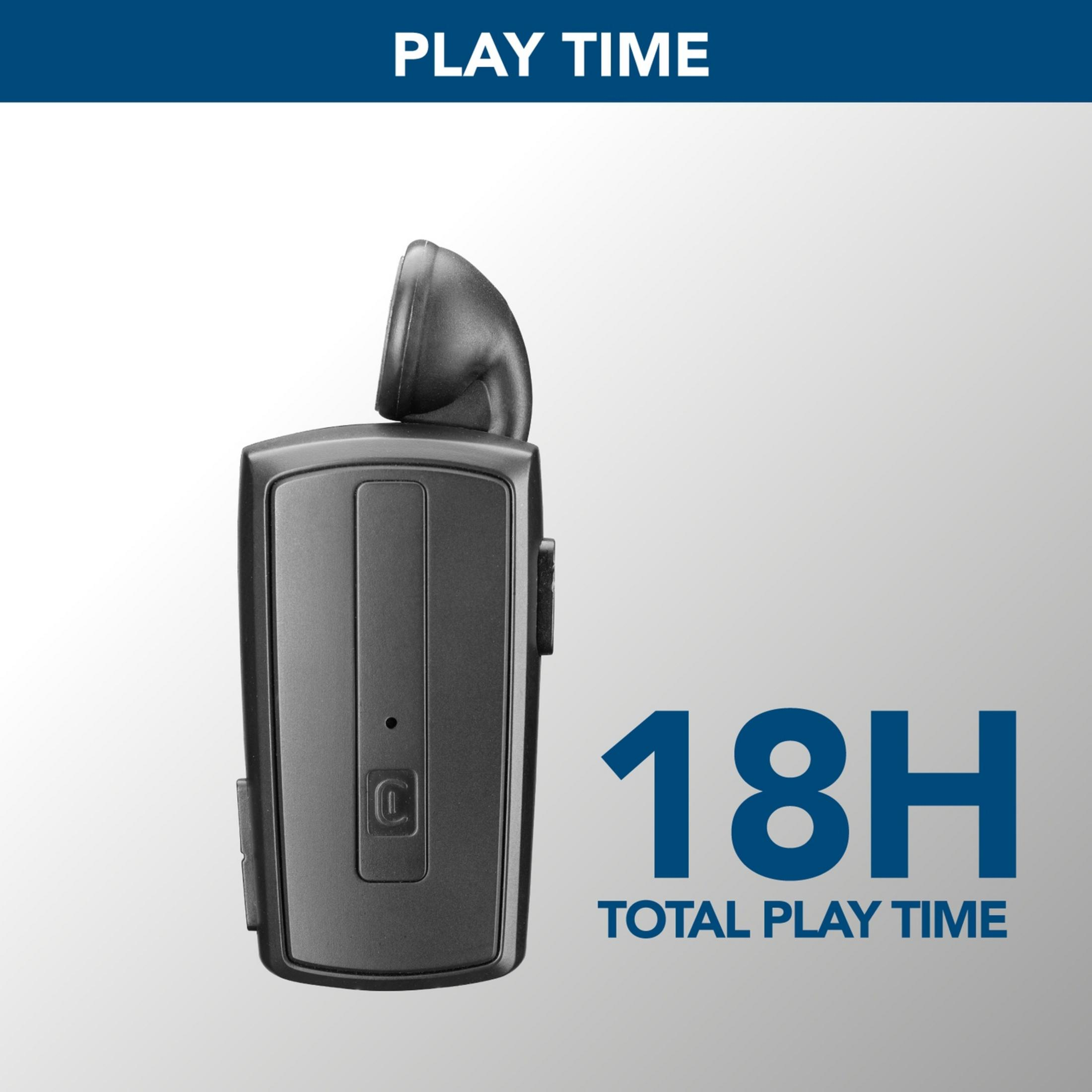 Schwarzes Headset mit 18 Stunden Spielzeit.
