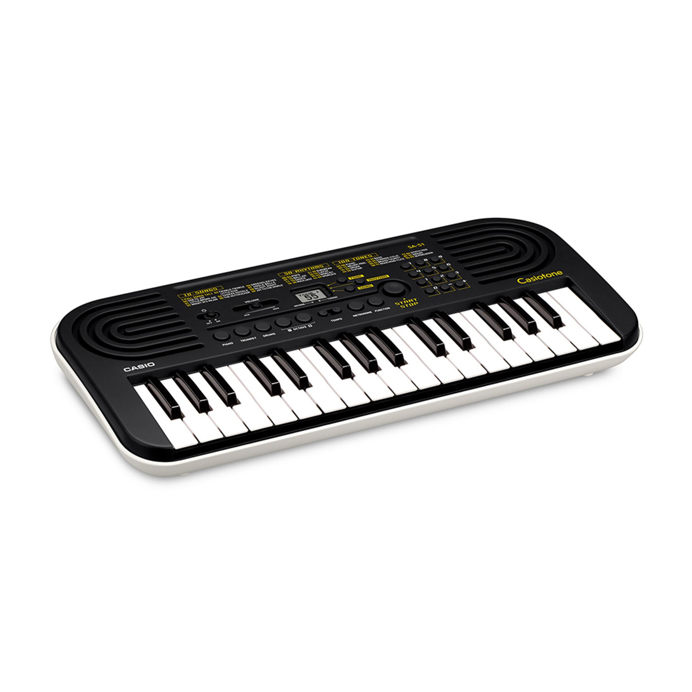 A black Casio SA-51 keyboard with white and black keys on a white background.