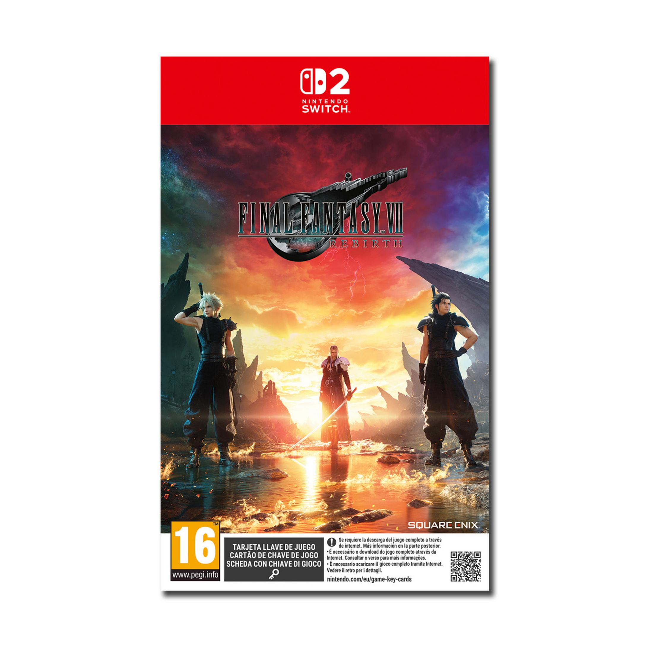 Copertina Final Fantasy VII Rebirth: Tre personaggi in un paesaggio roccioso.
