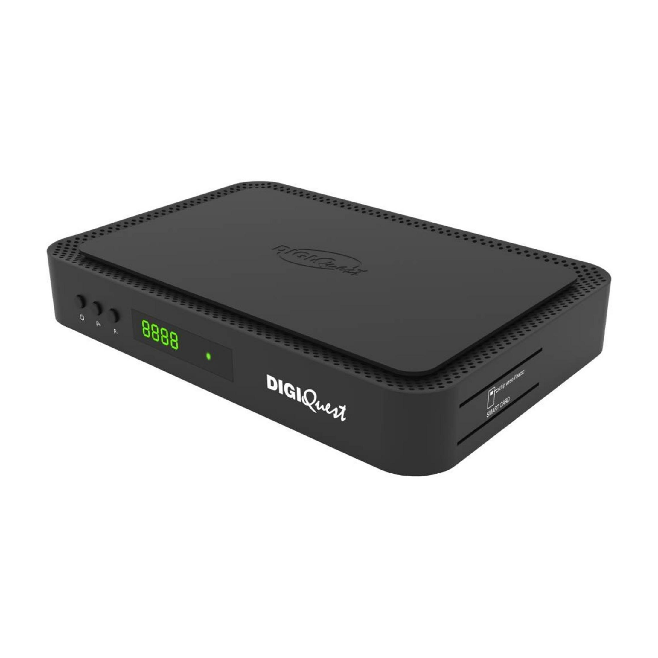 Ricevitore DigiQuest nero con display digitale e slot per smart card.