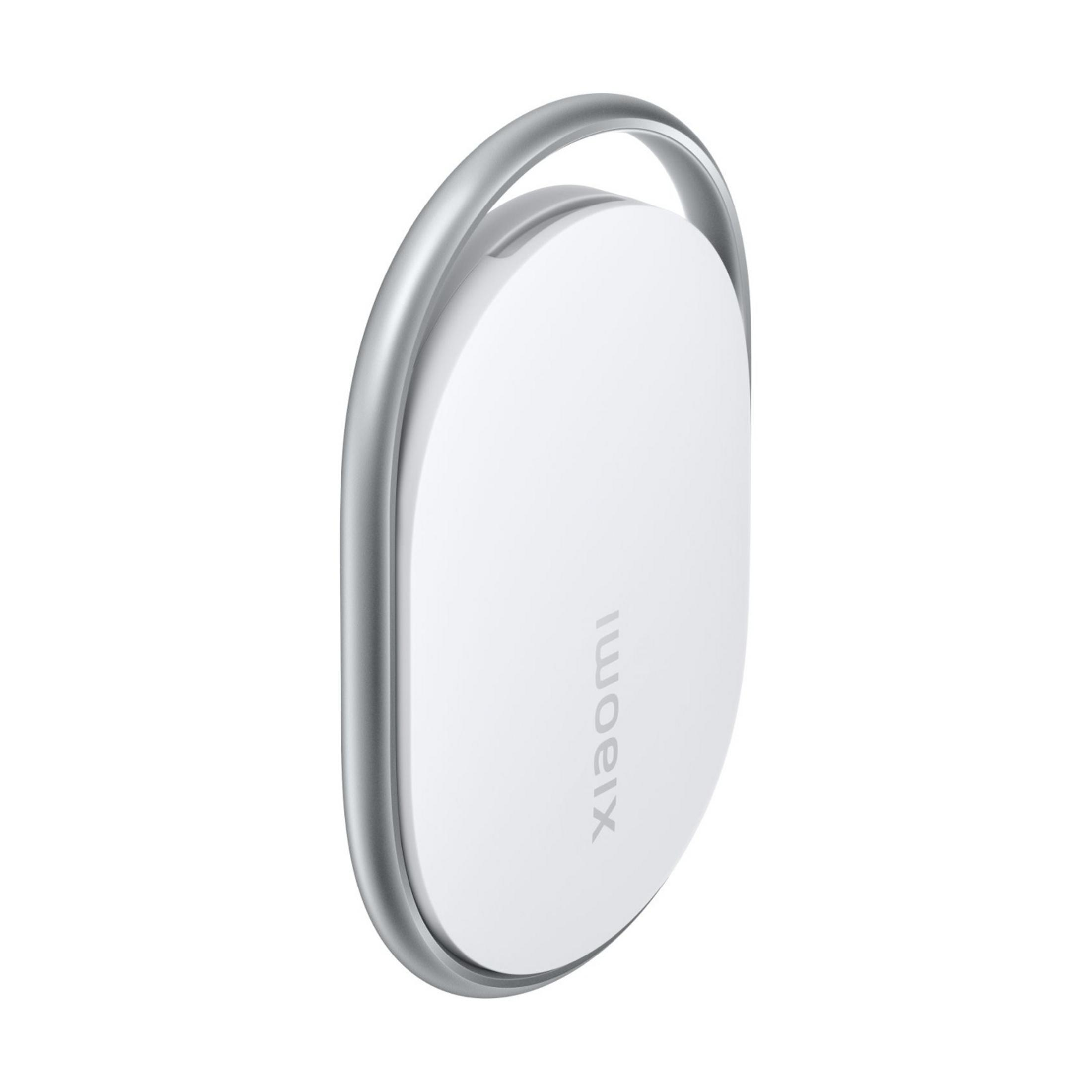 Gümüş saplı beyaz, oval cihaz. Yazı: XIAOMI.