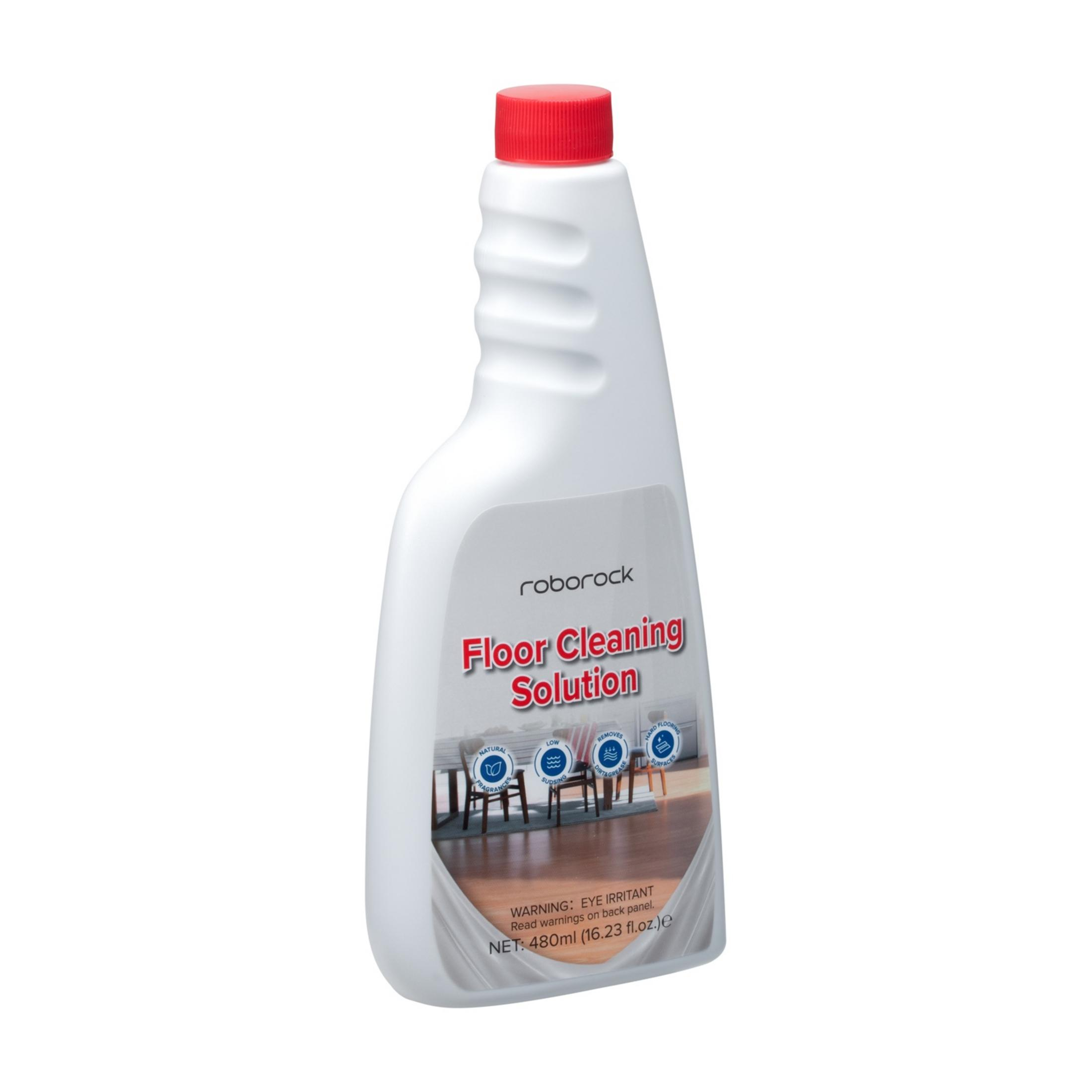 Flacone bianco di soluzione detergente per pavimenti Roborock con tappo rosso. Net 480ml.
