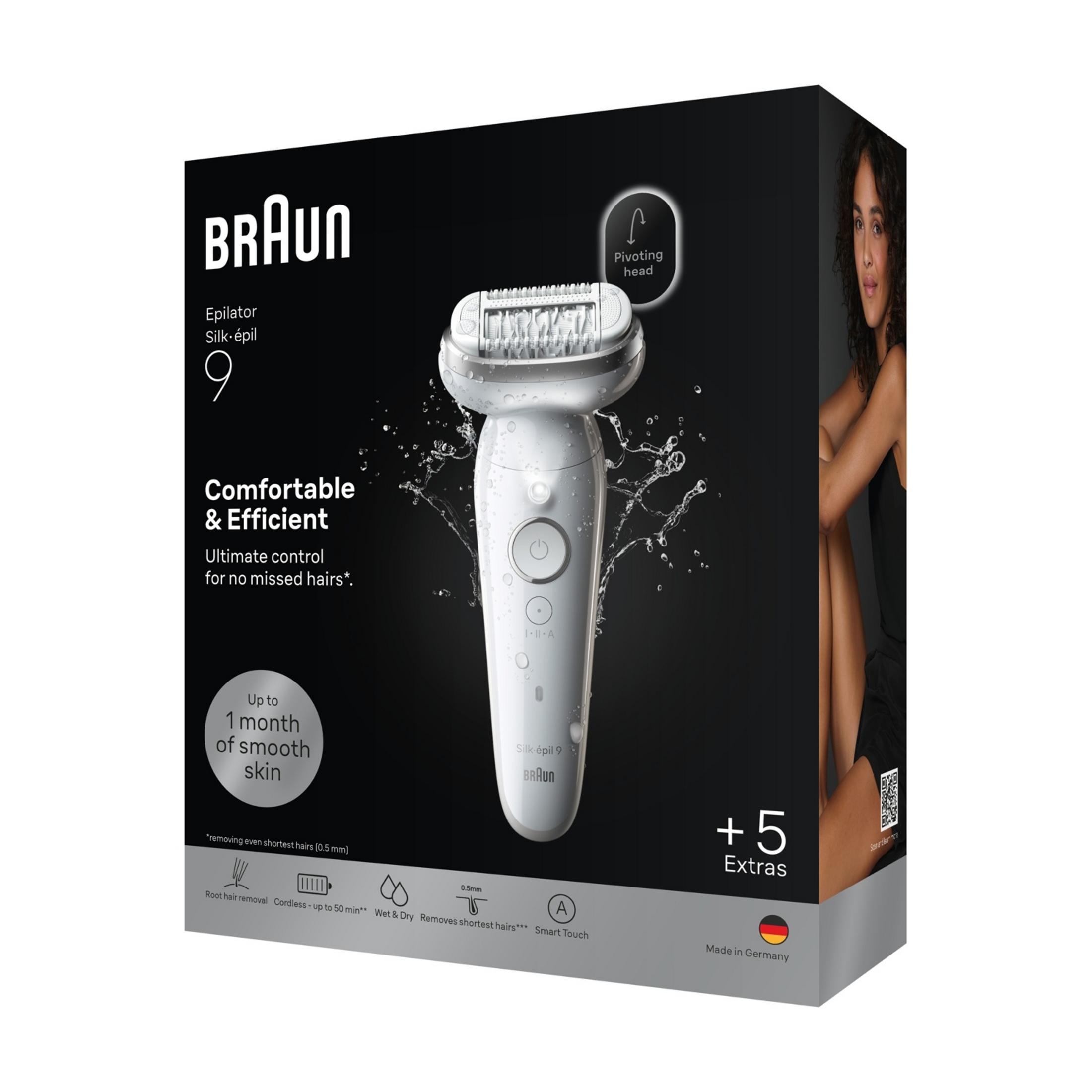 Braun Silk-épil 9 epilatör, döner başlığıyla pürüzsüz cilt.