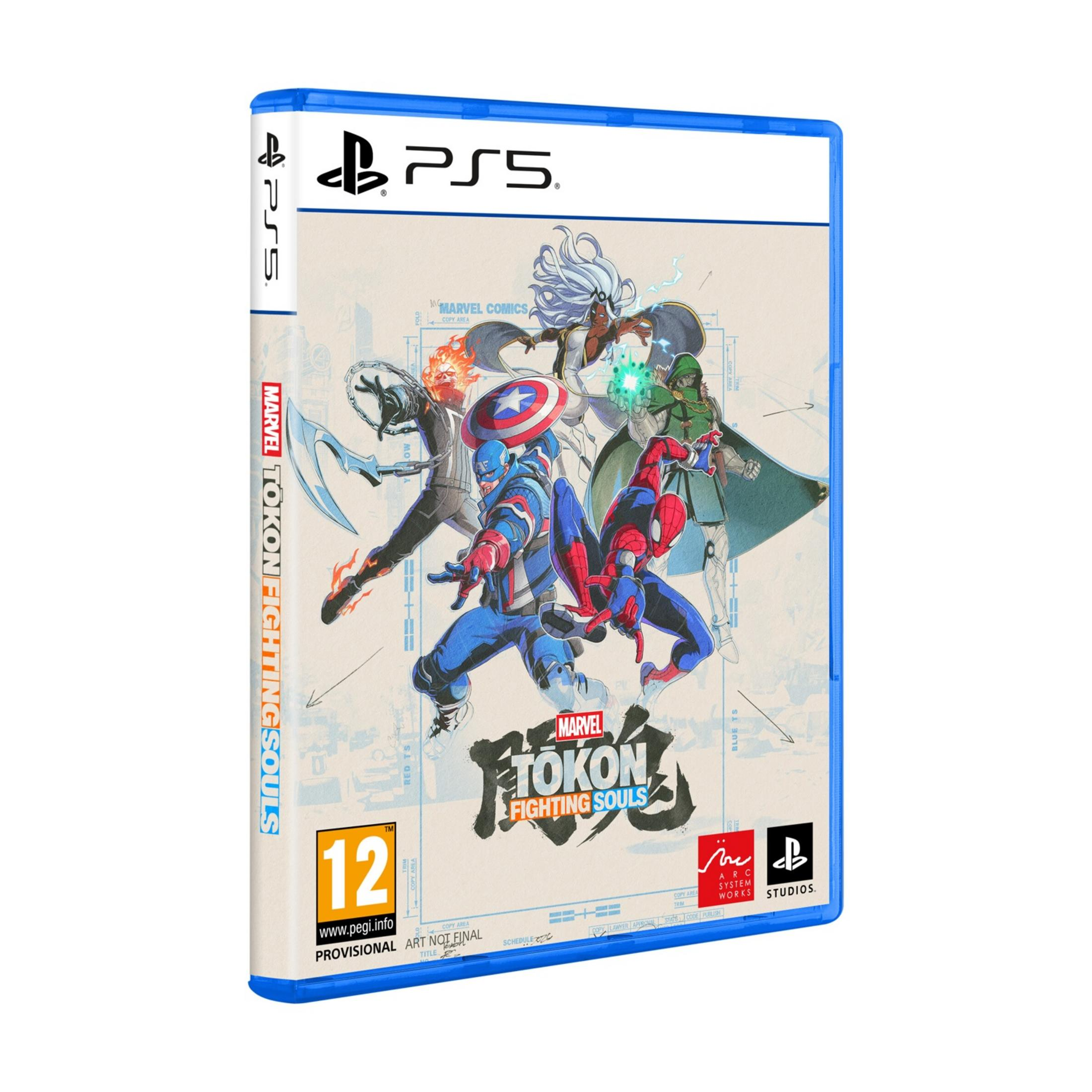 Marvel-Kampfspiel-Hülle für PS5 mit Captain America, Spider-Man, Storm, Ghost Rider, Dr. Doom.