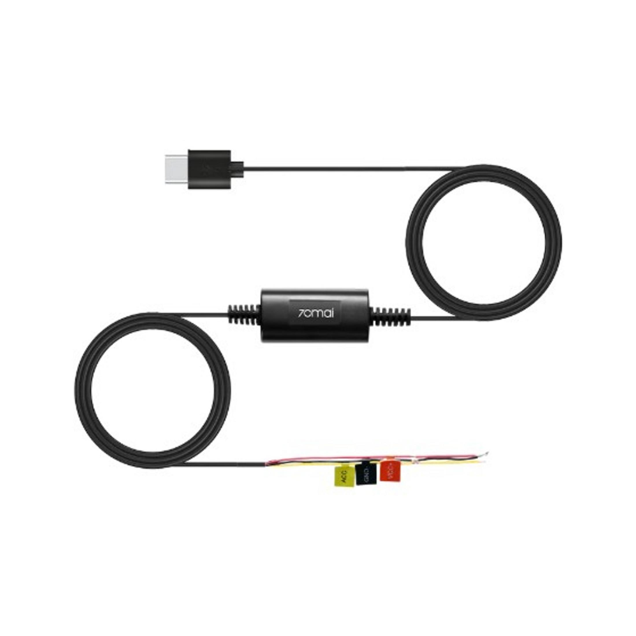 70mai modüllü ve ACC, GND, VCC etiketli kablo uçlu siyah USB-C kablosu.