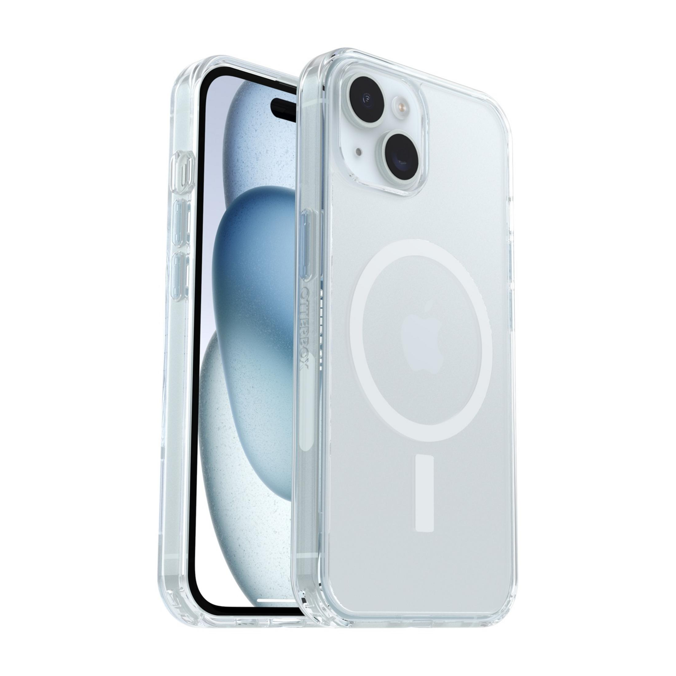 A clear MagSafe iPhone case protecting a smartphone.