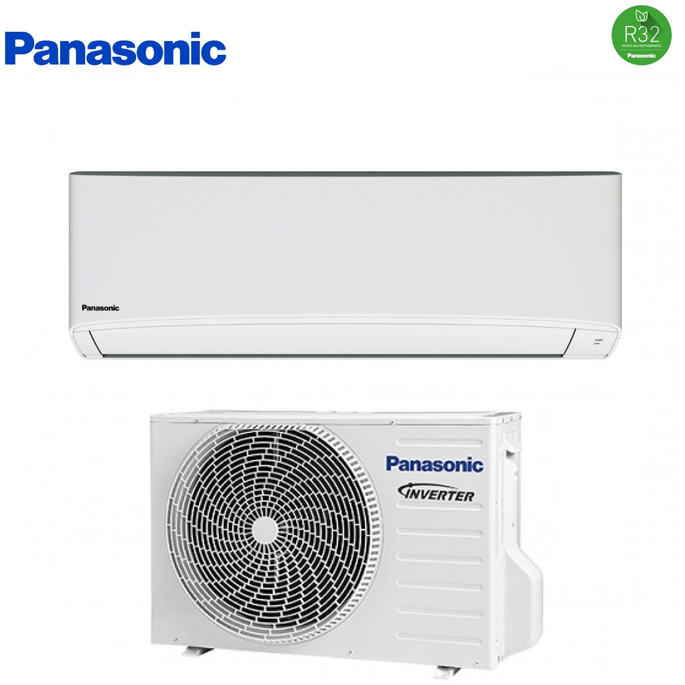Unità di condizionamento Panasonic: unità interna sopra, unità esterna sotto.