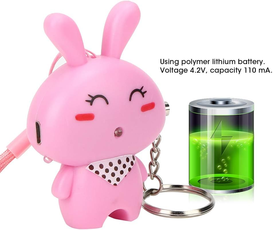 Ein rosa Hase-Schlüsselanhänger neben einer vollen Batterieanzeige.