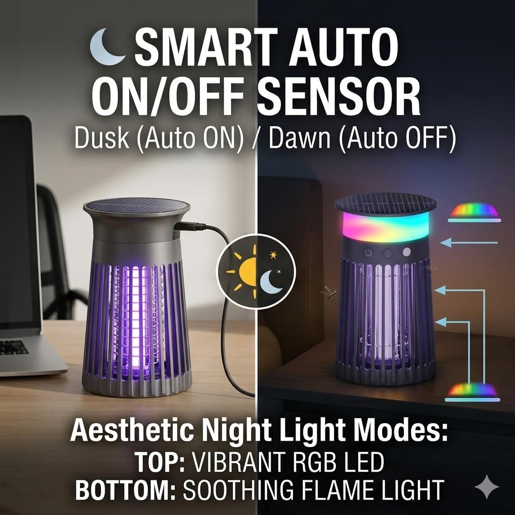 Insektenvernichter mit Smart-Sensor und RGB-LED-Nachtlicht.
