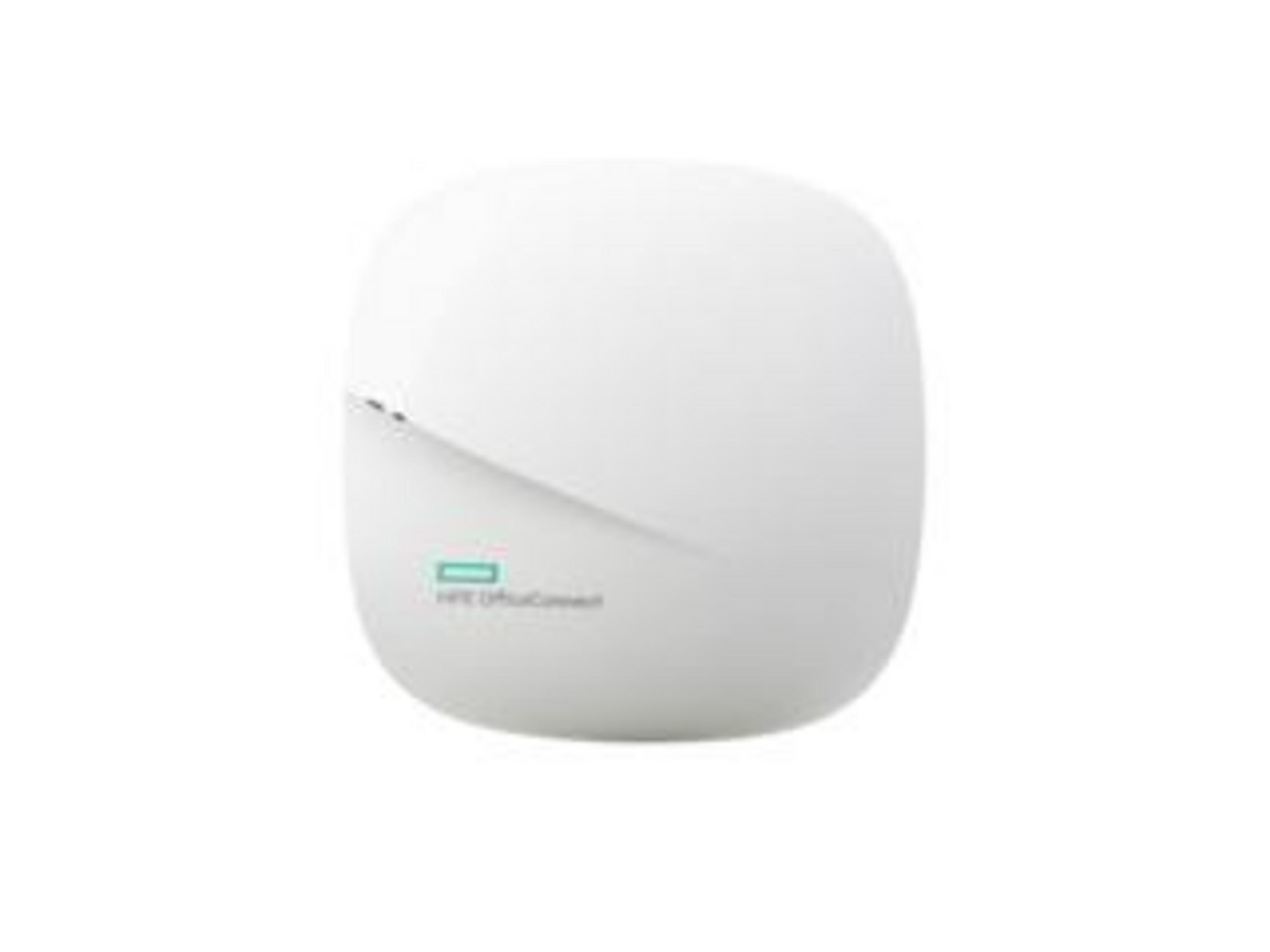 Ein weißer HPE OfficeConnect Access Point mit grünem Logo ist abgebildet.