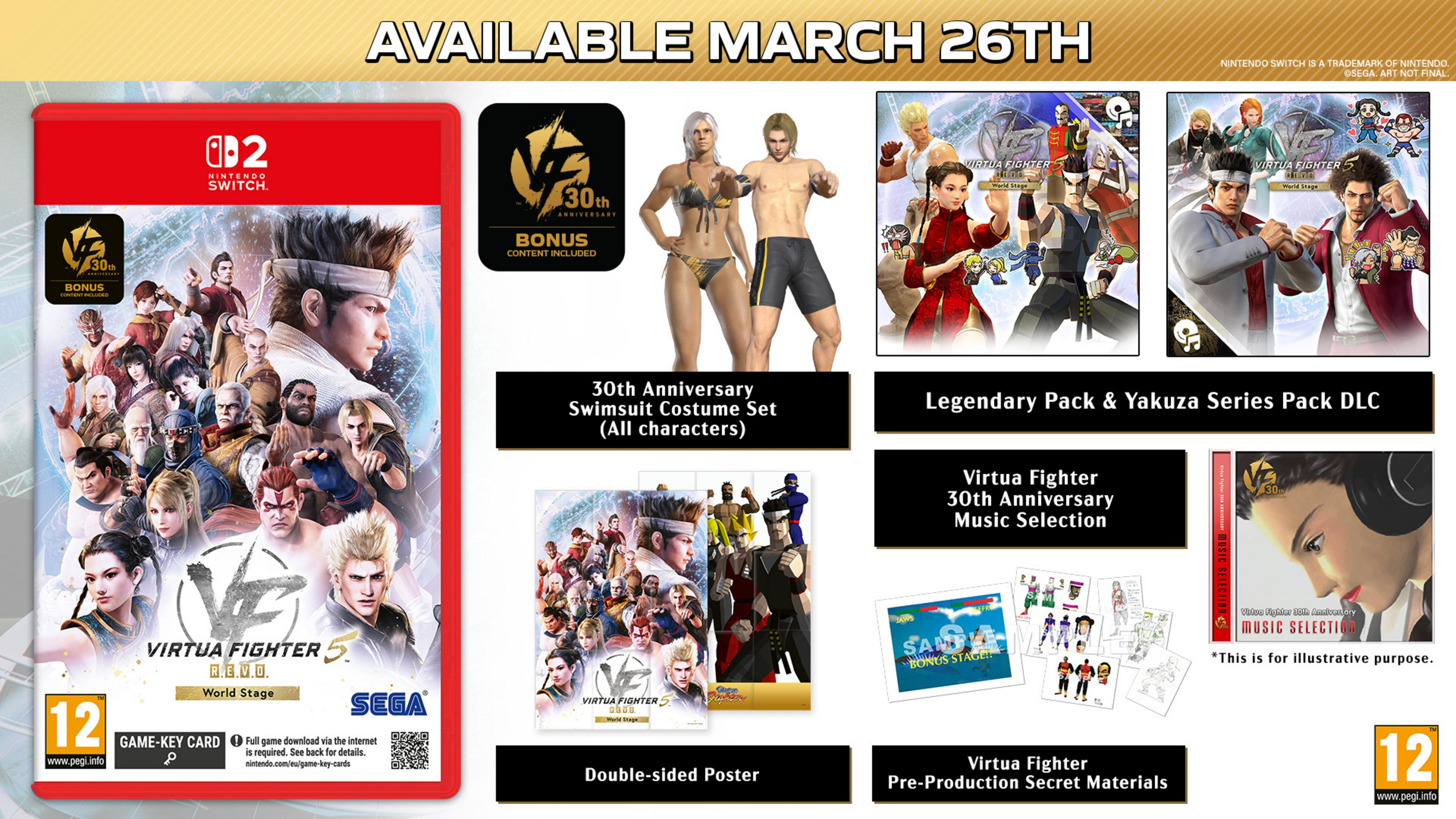 Gioco Virtua Fighter 5 R.E.V.O. per Nintendo Switch con DLC, costumi, musica e poster.
