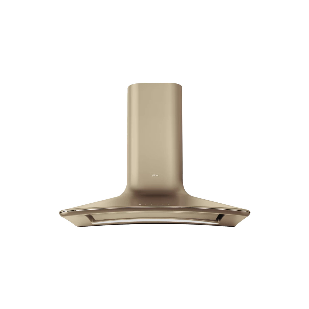 Una cappa aspirante color oro dal design elegante e moderno.