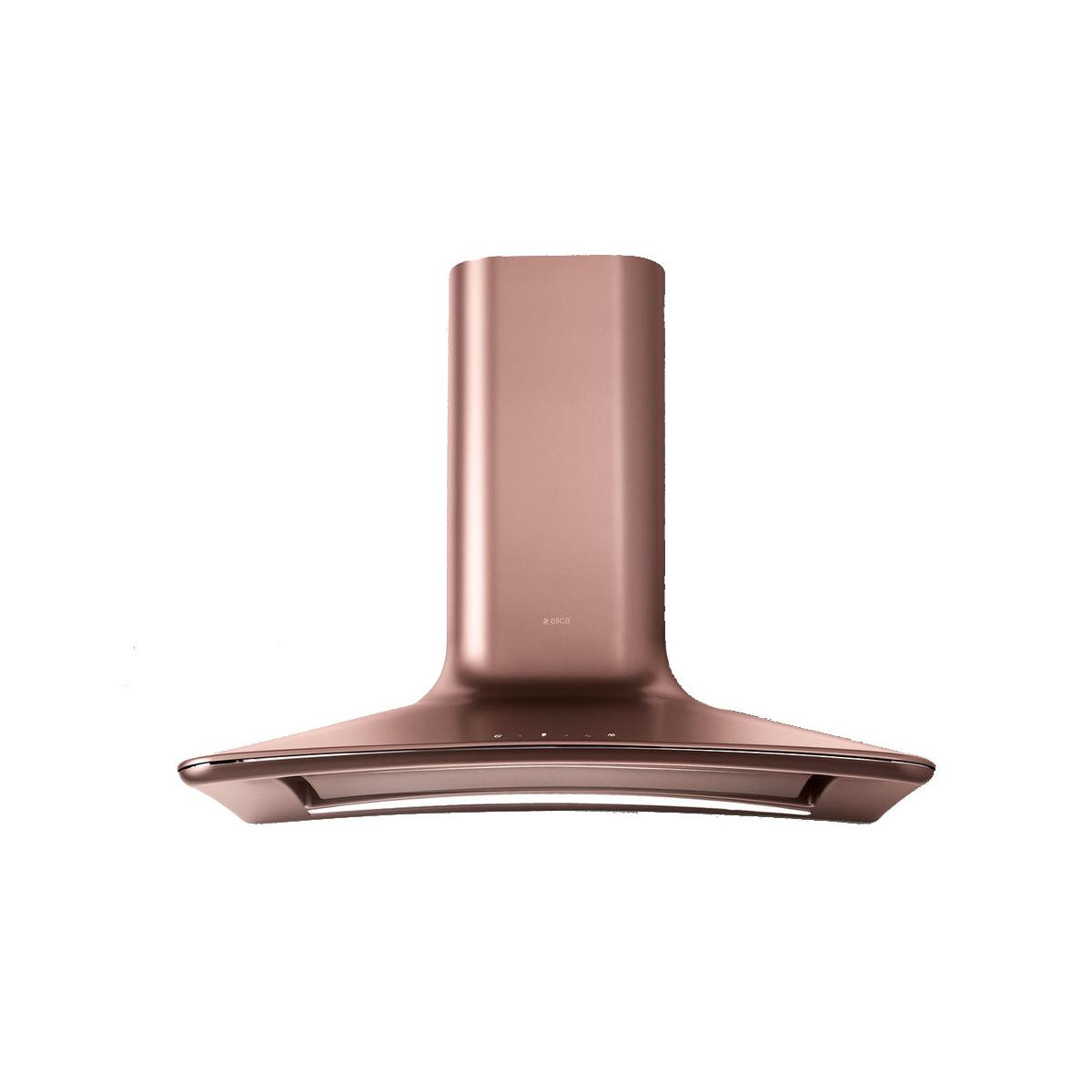Una cappa aspirante color oro rosa dal design elegante e moderno.