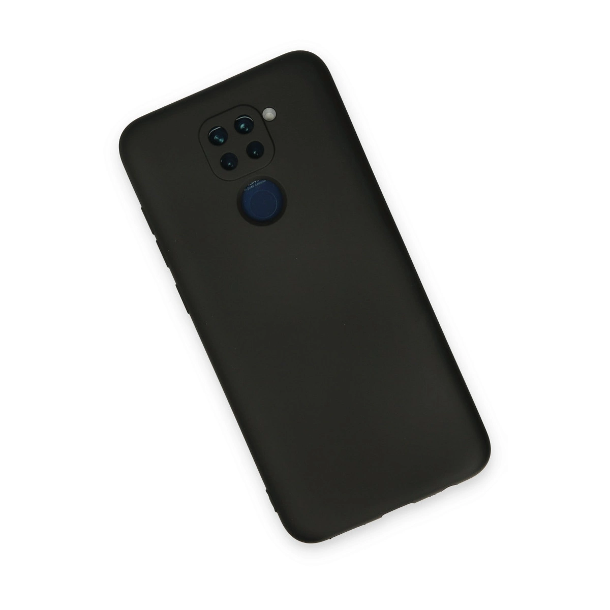 Arkada dörtlü kamera ve parmak izi sensörü bulunan siyah bir akıllı telefon.