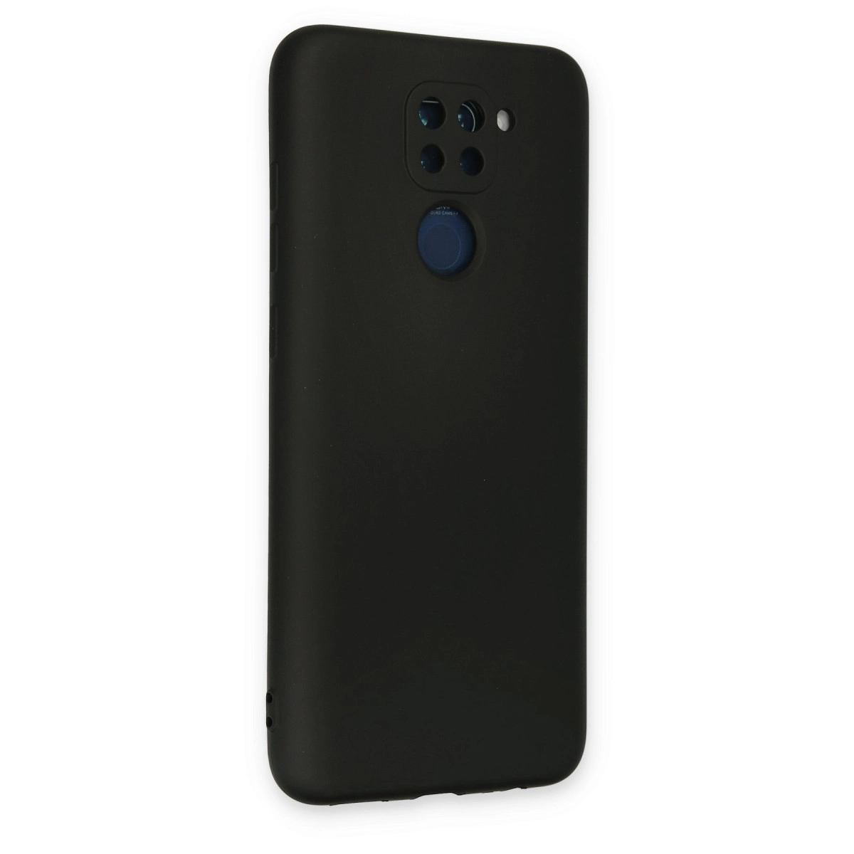 Dörtlü kamera ve parmak izi sens örlü siyah telefon kılıfı.