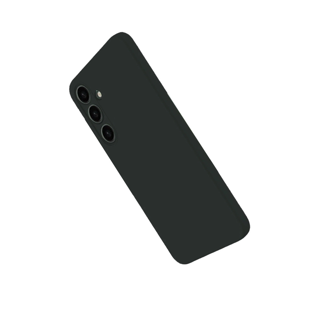 Beyaz arka plan üzerinde üç arka kamerası olan koyu gri akıllı telefon.